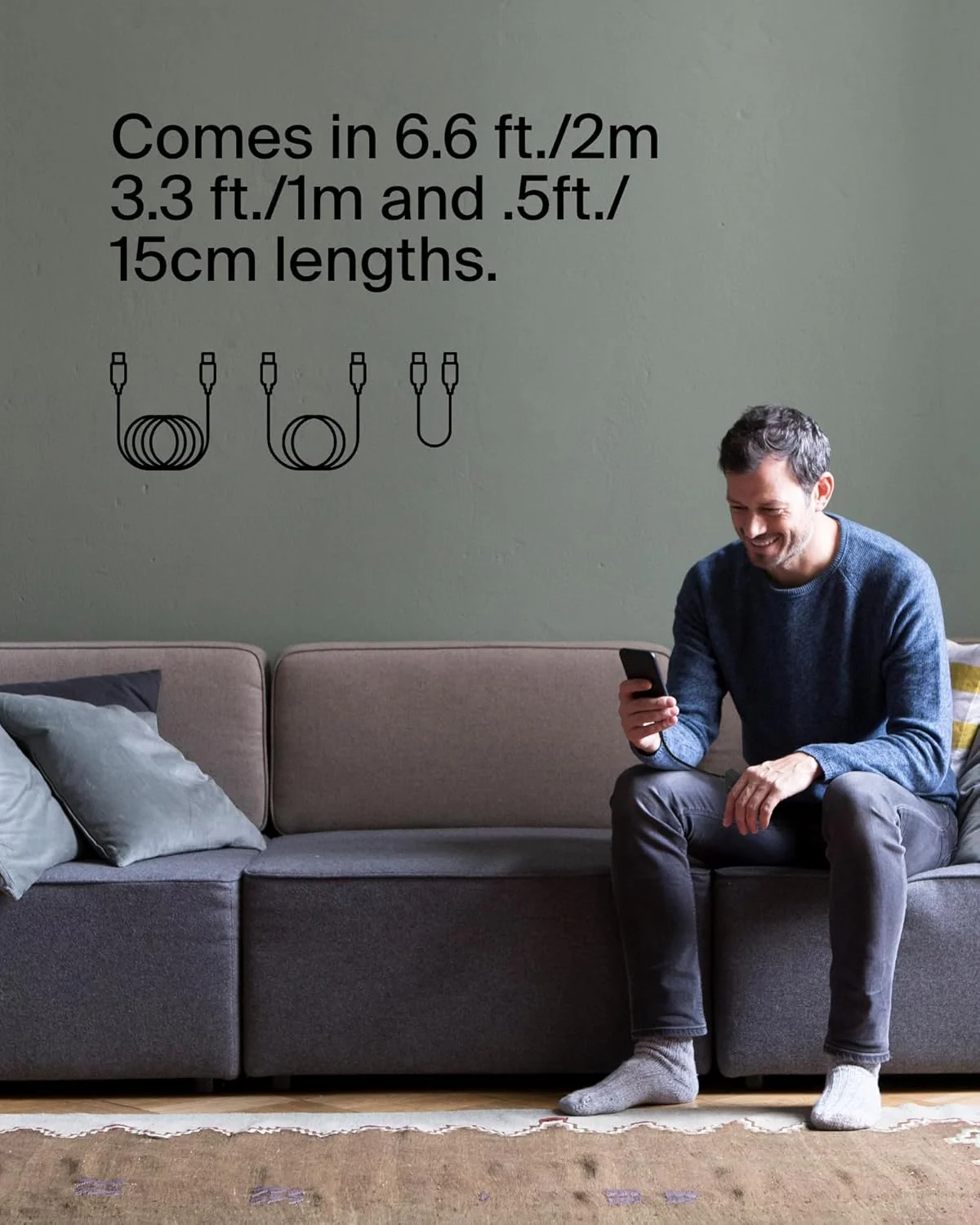 Belkin BoostCharge (6.6ft) Braided USB-C to USB-C Cable for iPhone, Galaxy, Pixel, iPad Pro & More - Black - Image 3