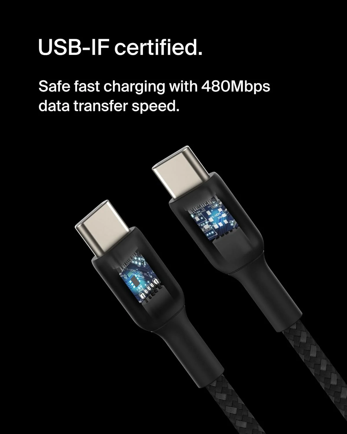 Belkin BoostCharge (6.6ft) Braided USB-C to USB-C Cable for iPhone, Galaxy, Pixel, iPad Pro & More - Black - Image 5
