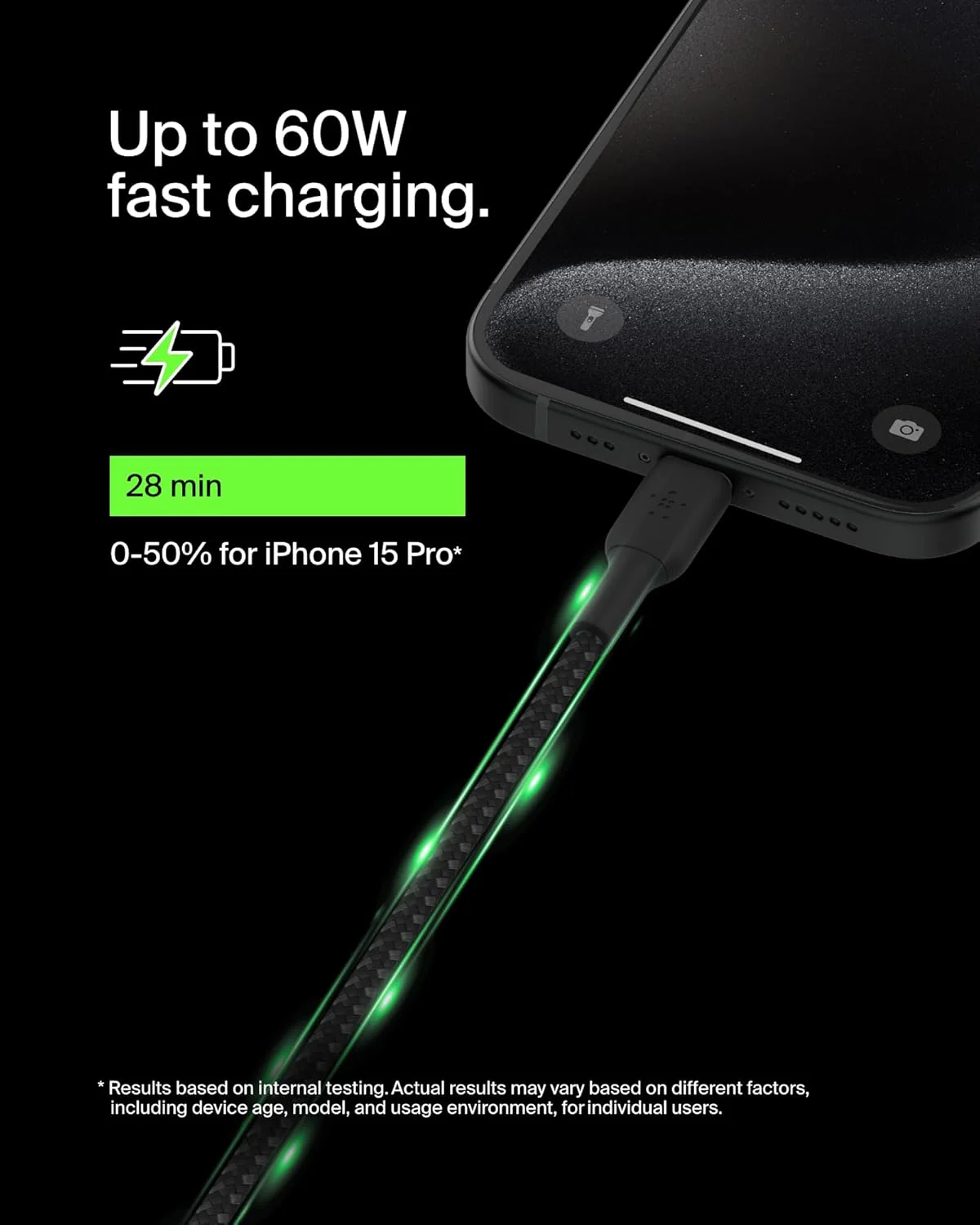 Belkin BoostCharge (6.6ft) Braided USB-C to USB-C Cable for iPhone, Galaxy, Pixel, iPad Pro & More - Black - Image 7