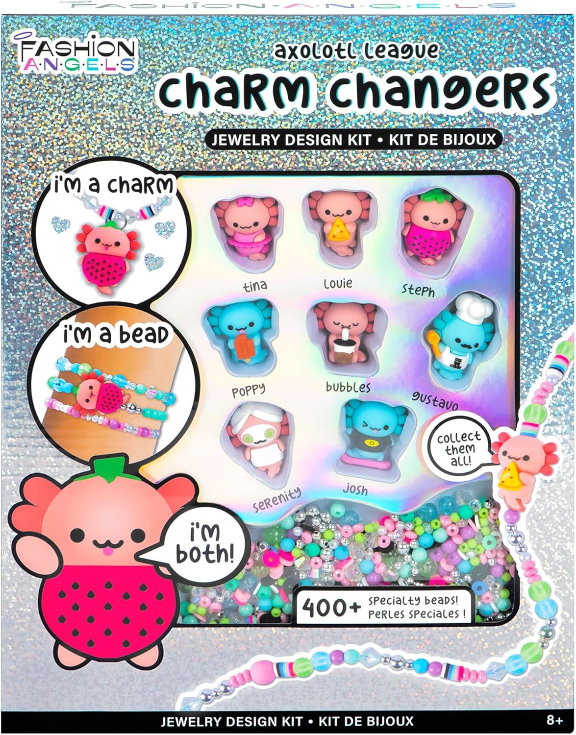 Fashion Angels Kit gioielli Basic Fun Charm Changers Axolotl League per bambine 6+ – Set fai da te con collane, bracciali, charm axolotl e perline colorate - Image 4