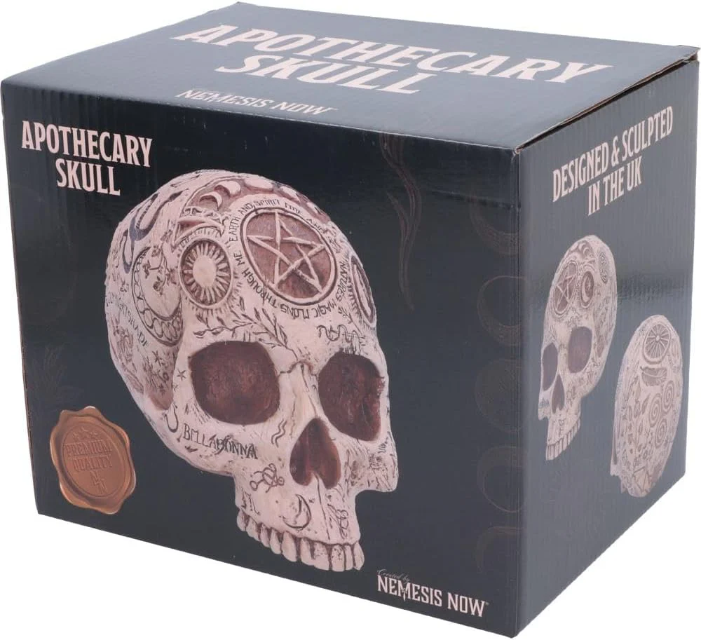 Apothecary Skull Figurine – Occult Gothic Decorative Skull Ornament - Image 4