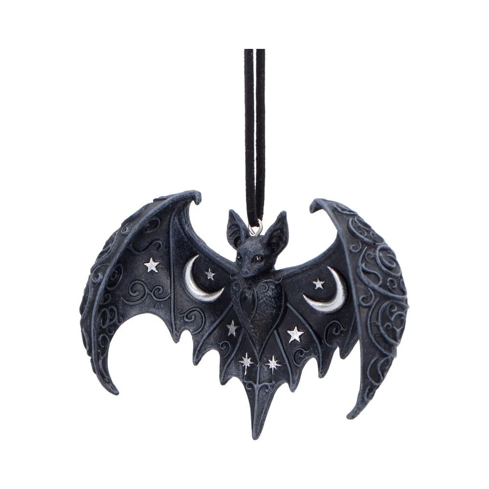 House of Obscura Gothic Hanging Ornament – Resin Dark Fantasy Decoration Collection (Lunar Wing Bat