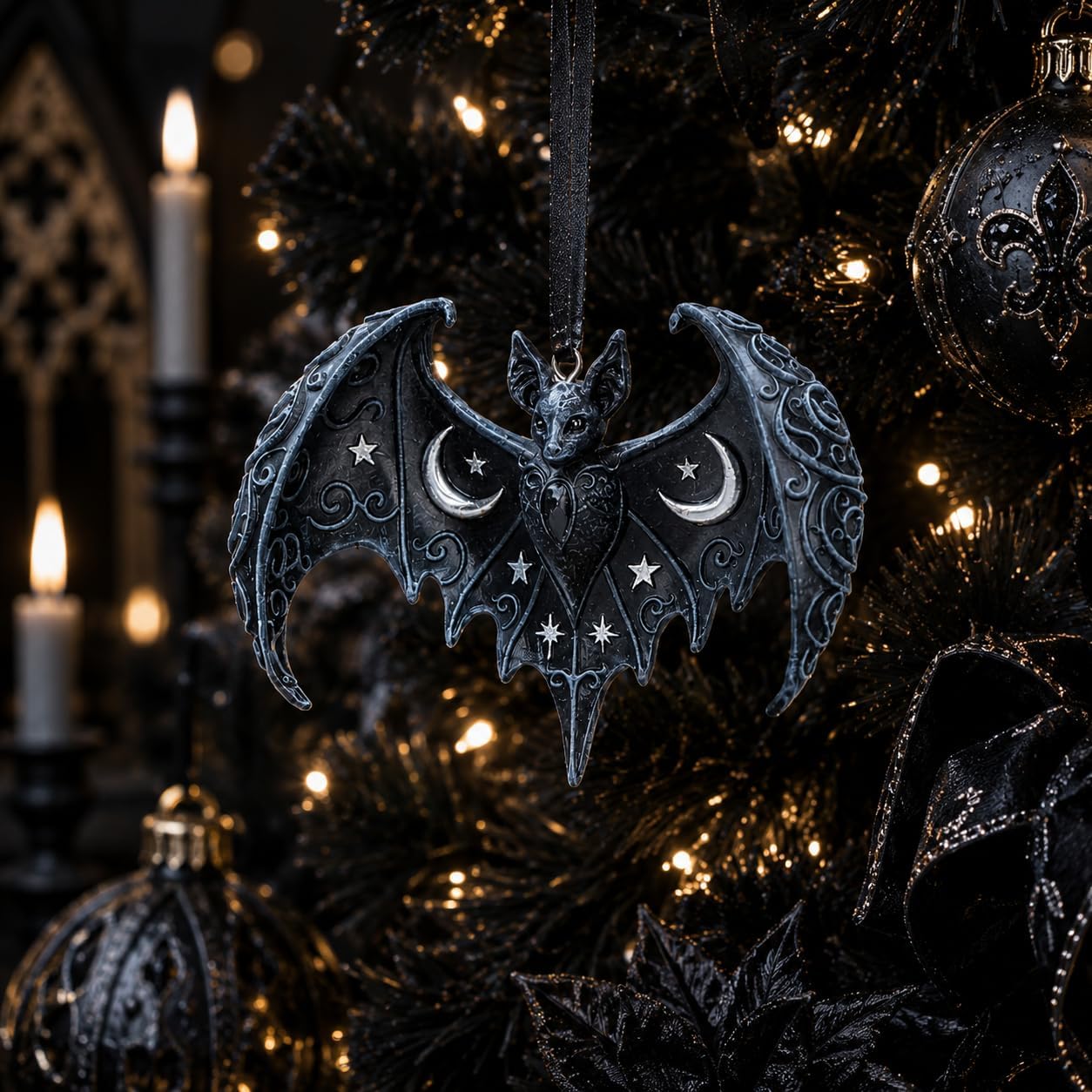 House of Obscura Gothic Hanging Ornament – Resin Dark Fantasy Decoration Collection (Lunar Wing Bat - Image 2
