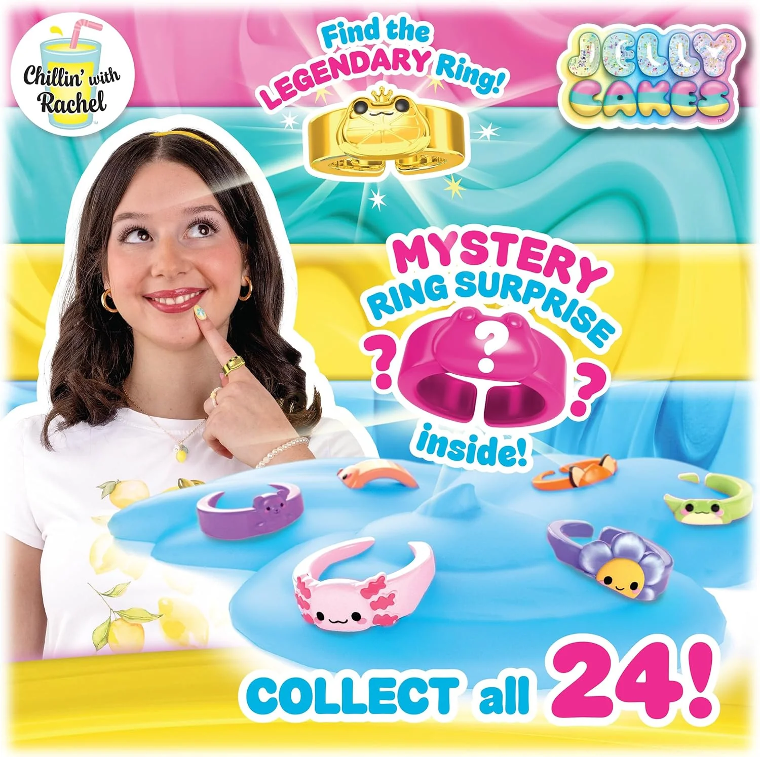 Sky Castle Jelly Cakes™ Bestie Party Pack, Chillin’ With Rachel Sensory Slime, 3 Layer Cake-Shaped Compound, Stretch, Squish & Mix Surprise Toy - Image 8