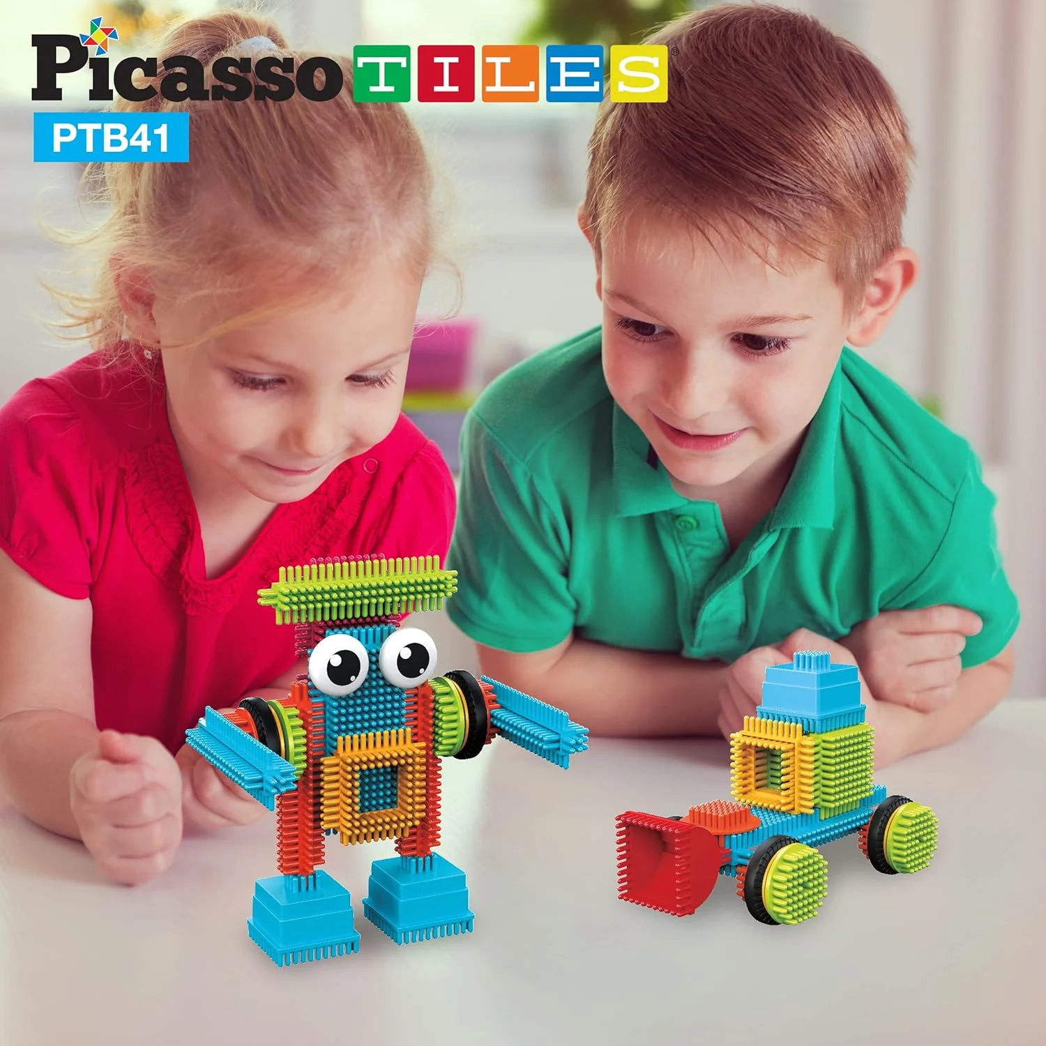 Picasso Speelgoed 41 st Egel Egel Blokken Bouwstenen Bouw Speelgoed Set w/IdeaBook Leren Speelset Geen Magnetische STEM STOOM Educatieve Kit Kind Hersenen Ontwikkeling Voorschoolse Kleuterschool PTB41 - Image 5