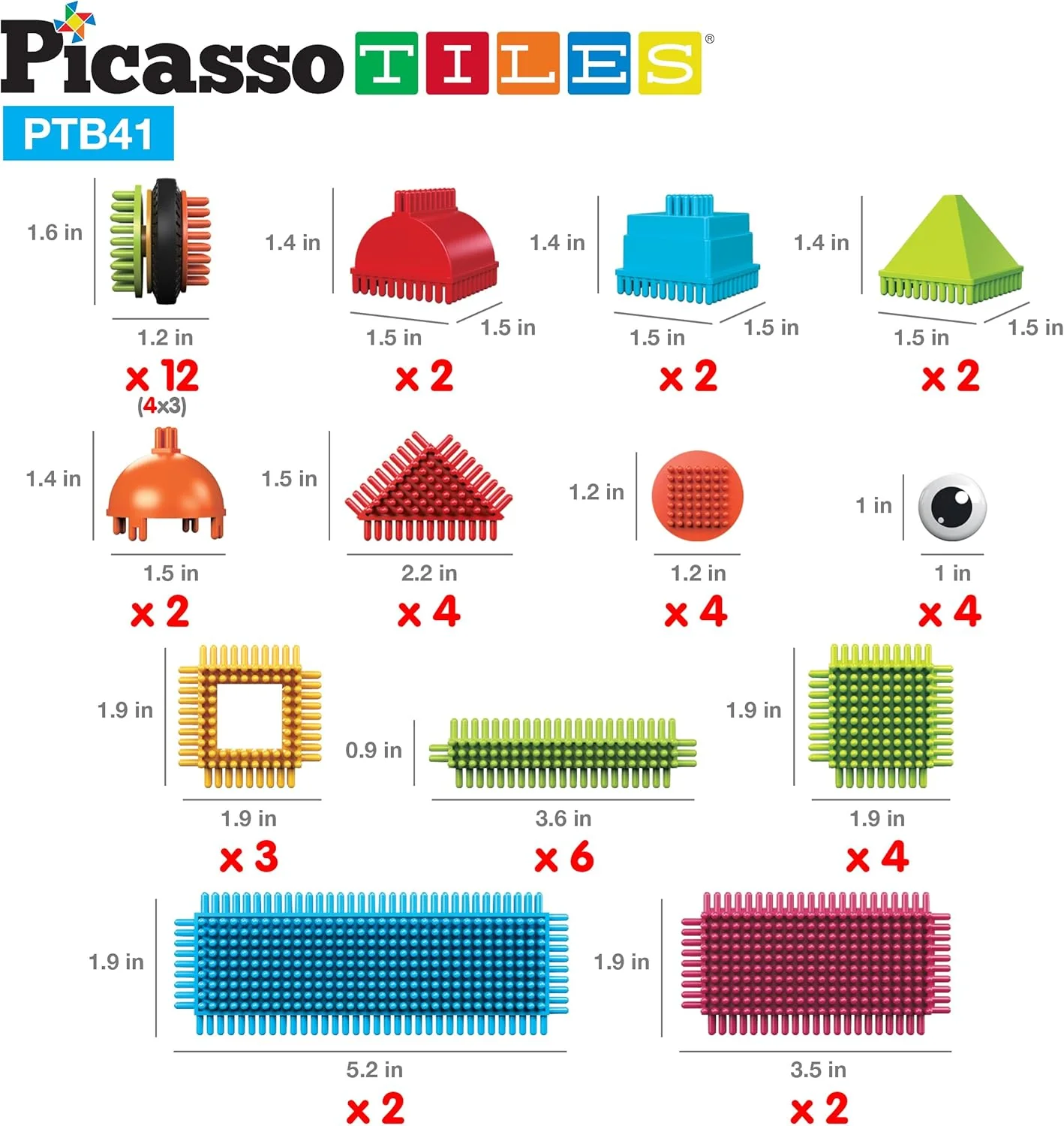 Picasso Speelgoed 41 st Egel Egel Blokken Bouwstenen Bouw Speelgoed Set w/IdeaBook Leren Speelset Geen Magnetische STEM STOOM Educatieve Kit Kind Hersenen Ontwikkeling Voorschoolse Kleuterschool PTB41 - Image 6