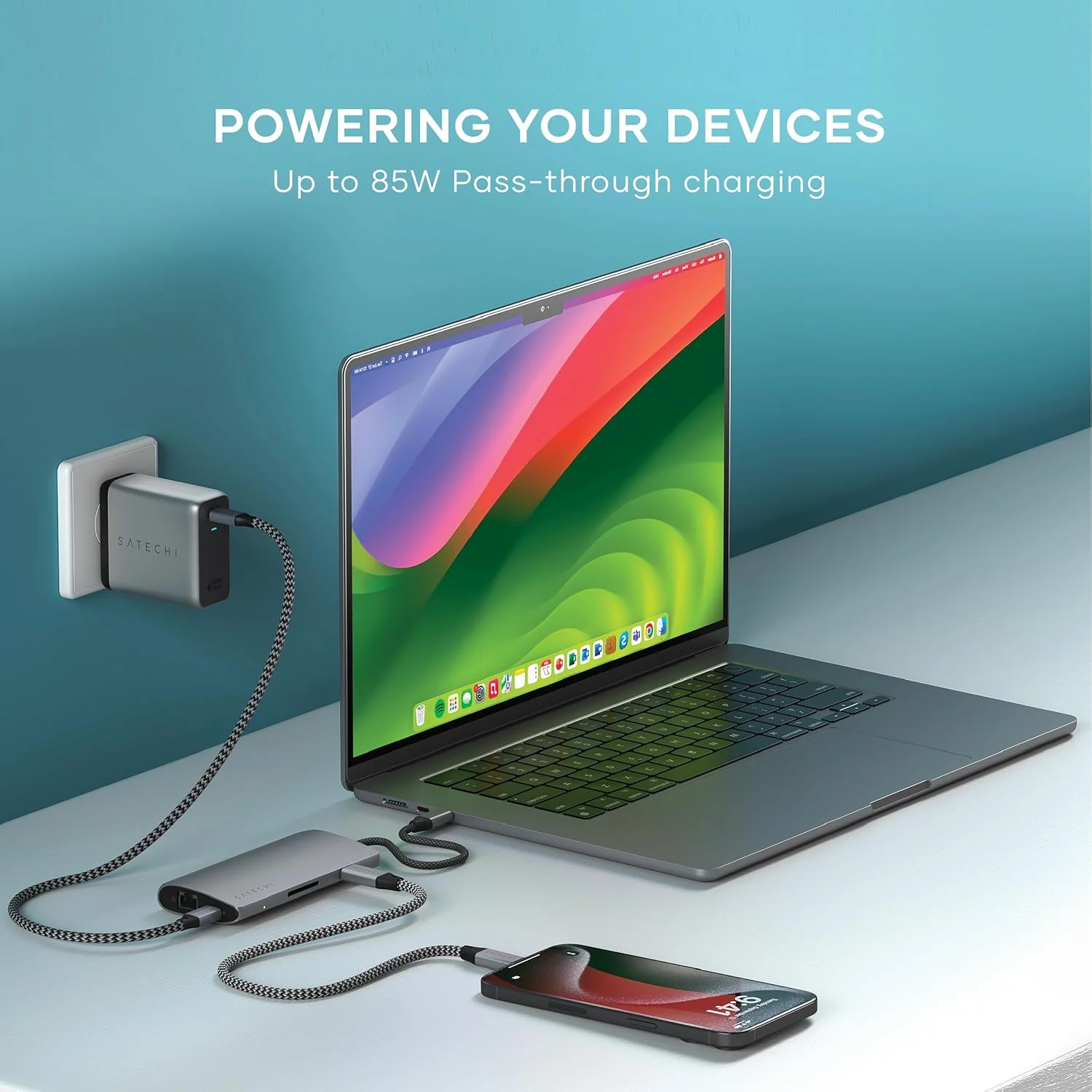 SATECHI 8-in-1 USB-C Hub with Ethernet, HDMI 8K@30Hz, 85W PD Charging, 4x USB-C 10Gbps, Data Transfer and UHS-II SD Card Reader for MacBook Air/Pro/Neo, PC and More – Space Grey V3 - Image 2