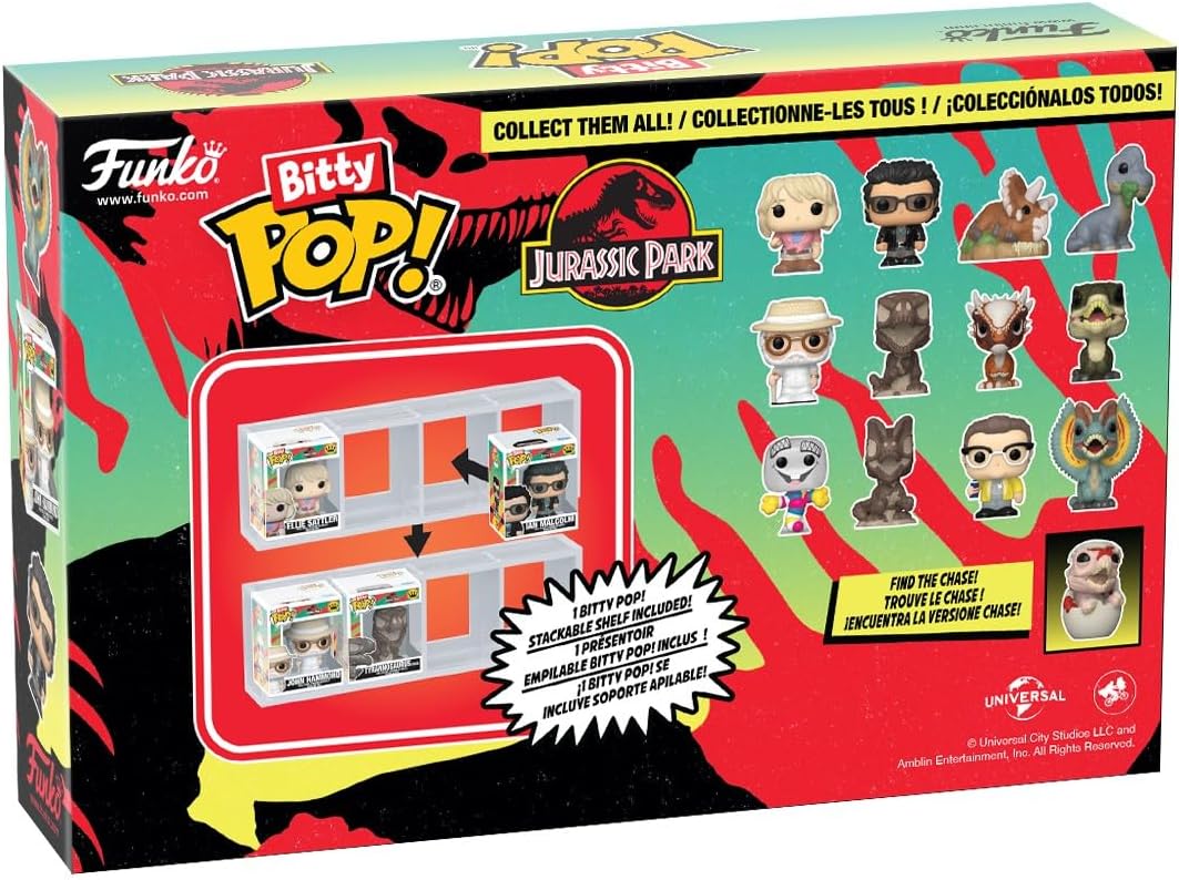 Funko Bitty Pop! 4 Pack: Jurassic Park - Ellie Sattler, Ian Malcolm, Triceratops, Brachiosaurus - 1 in 6 Chance of Receiving The Rare Chase Variant - Styles May Vary - 0,9 Pouce (2,2 cm - Image 2
