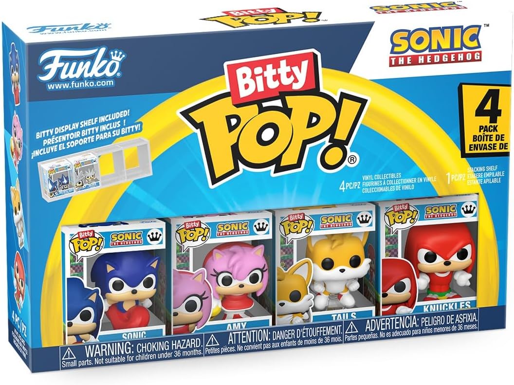 Funko Bitty POP! 4 Pack: Sonic The Hedgehog - Sonic, Amy, Tails, Knuckles - 0,9 Zoll (2,2 cm) Sammelbar - Stapelbares Display-Regal enthalten - Geschenkidee - Für Partytüten - Tortenaufsatz - Image 2