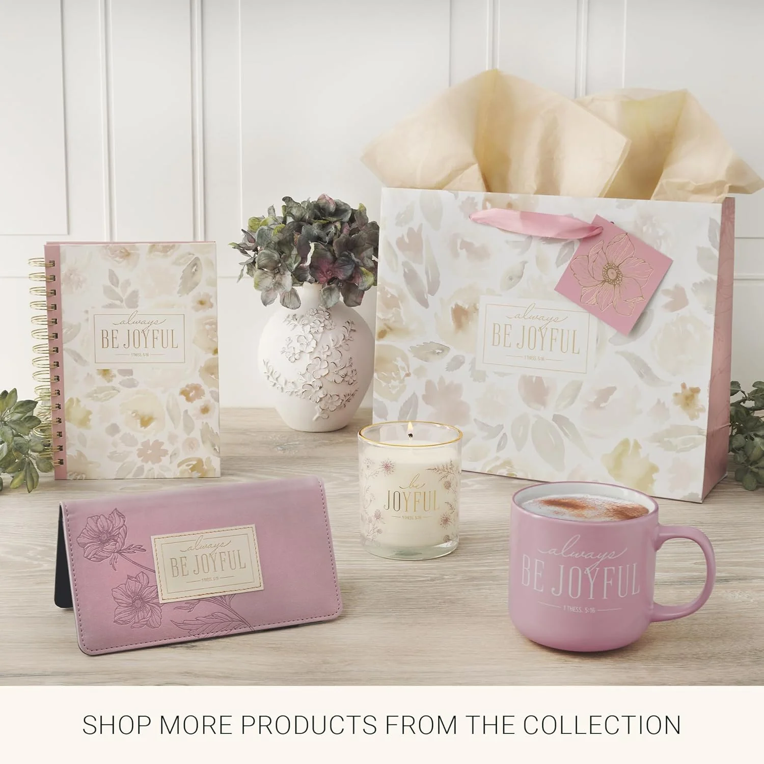 Christian Art Gifts Large Landscape Inspirational Scripture Gift Bag, Tag & Wrapping Tissue Paper Set for Women: Be Joyful Encouraging Bible Verse, Satin Handles, Purple - Image 6