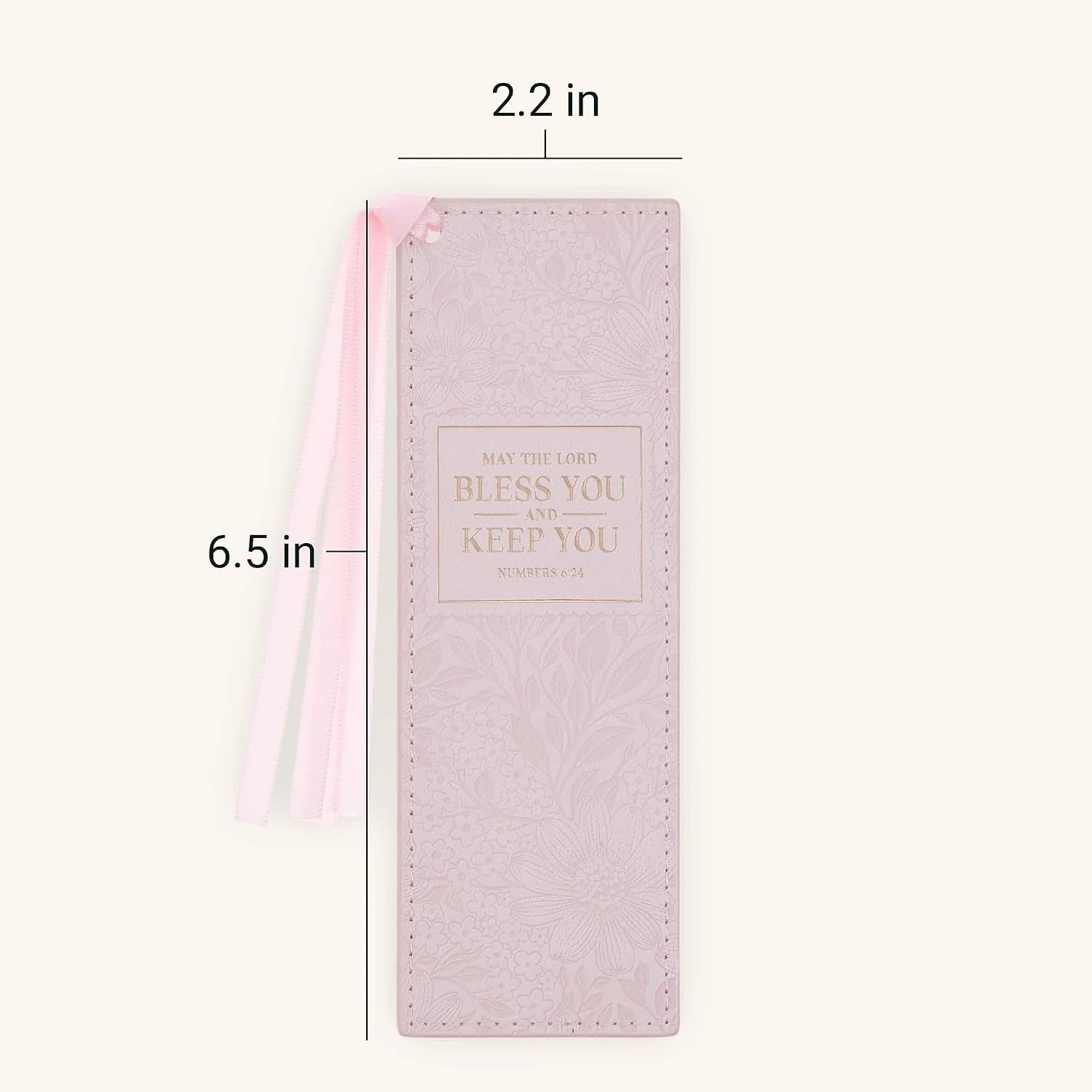 Christian Art Gifts Premium Vegan Leather Inspirational Scripture Bookmark for Women: Bless You & Keep You Encouraging Bible Verse, Pink Floral - Image 5