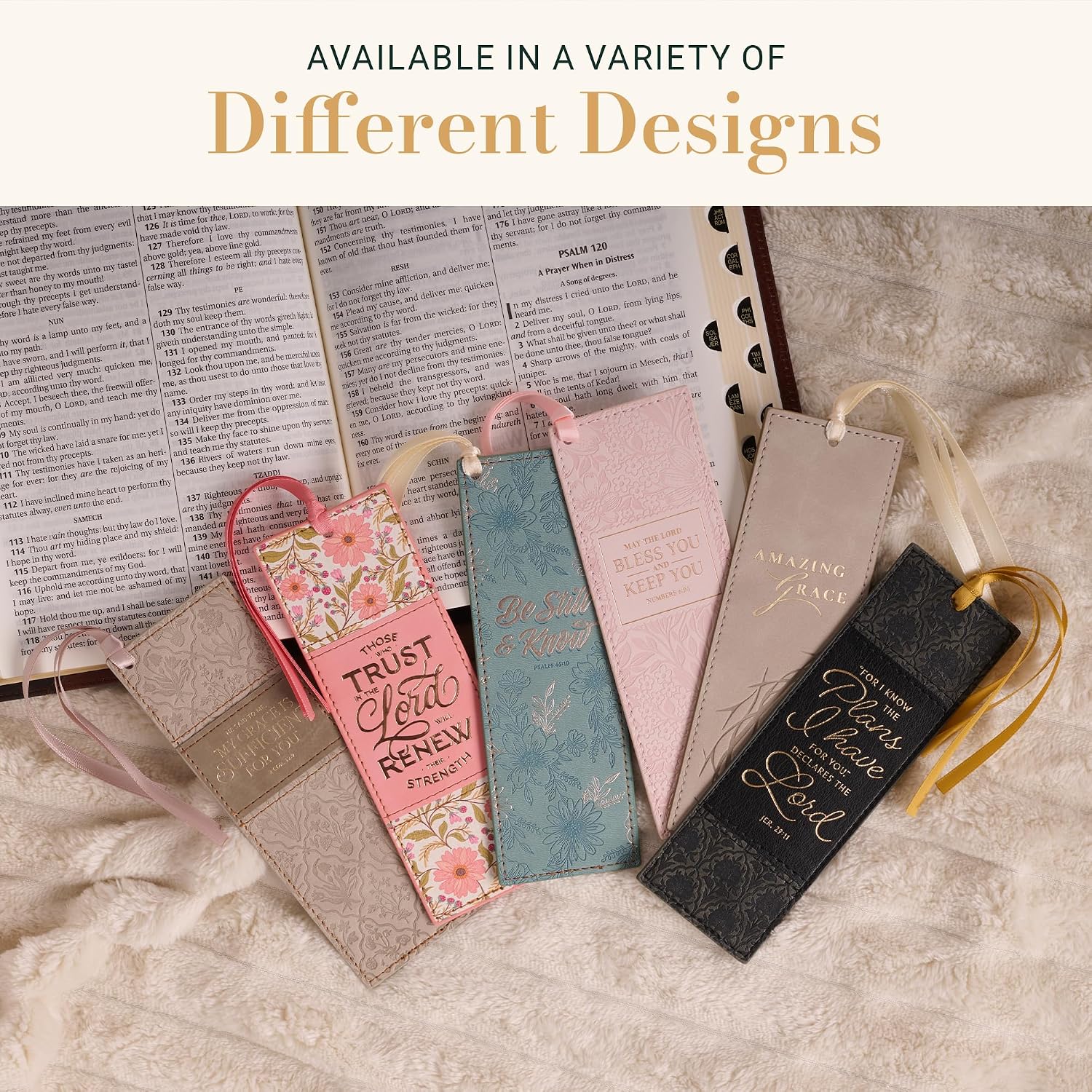 Christian Art Gifts Premium Vegan Leather Inspirational Scripture Bookmark for Women: Be Still & Know Encouraging Bible Verse, Teal Floral - Image 2