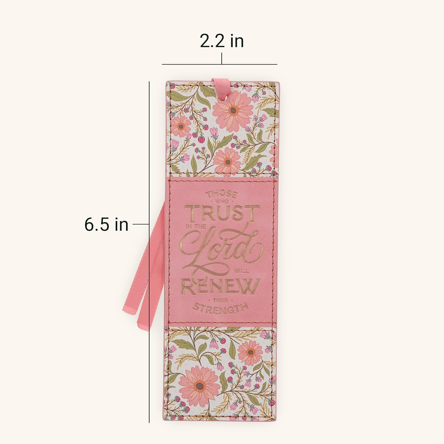 Christian Art Gifts Premium Vegan Leather Inspirational Scripture Bookmark for Women: Trust in The Lord Encouraging Bible Verse, Coral Floral - Image 4