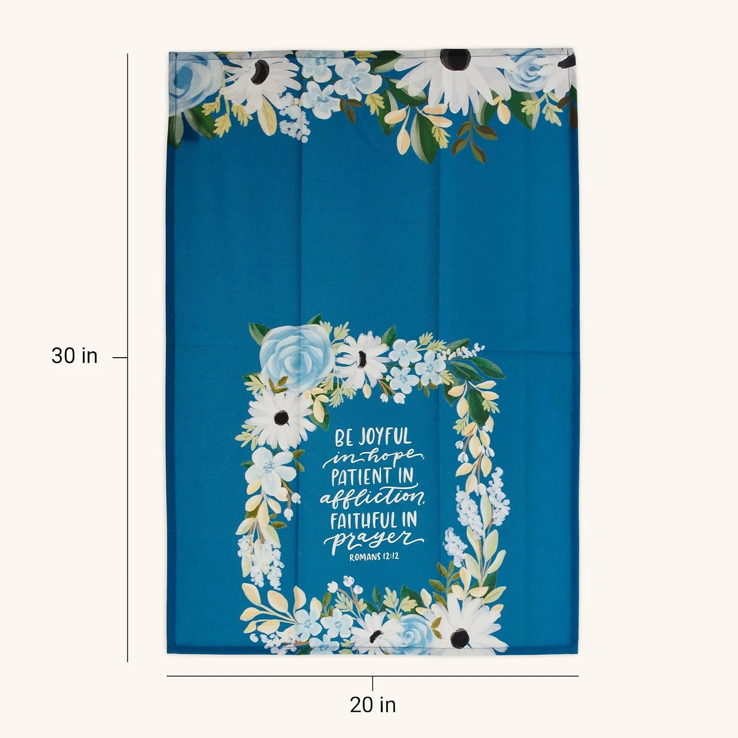 Christian Art Gifts Decorative Inspirational Scripture Tea Towel for Women: Be Joyful Encouraging Bible Verse, Home & Kitchen, 100% Cotton, Blue Floral, 30" x 20" - Image 5