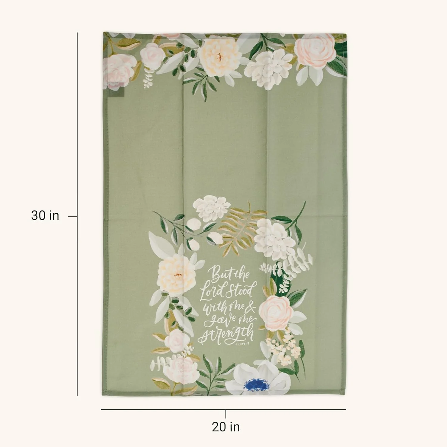 Christian Art Gifts Decorative Inspirational Scripture Tea Towel for Women: Lord Stood with Me Encouraging Bible Verse, Home & Kitchen, 100% Cotton, Green Floral, 30" x 20" - Image 5