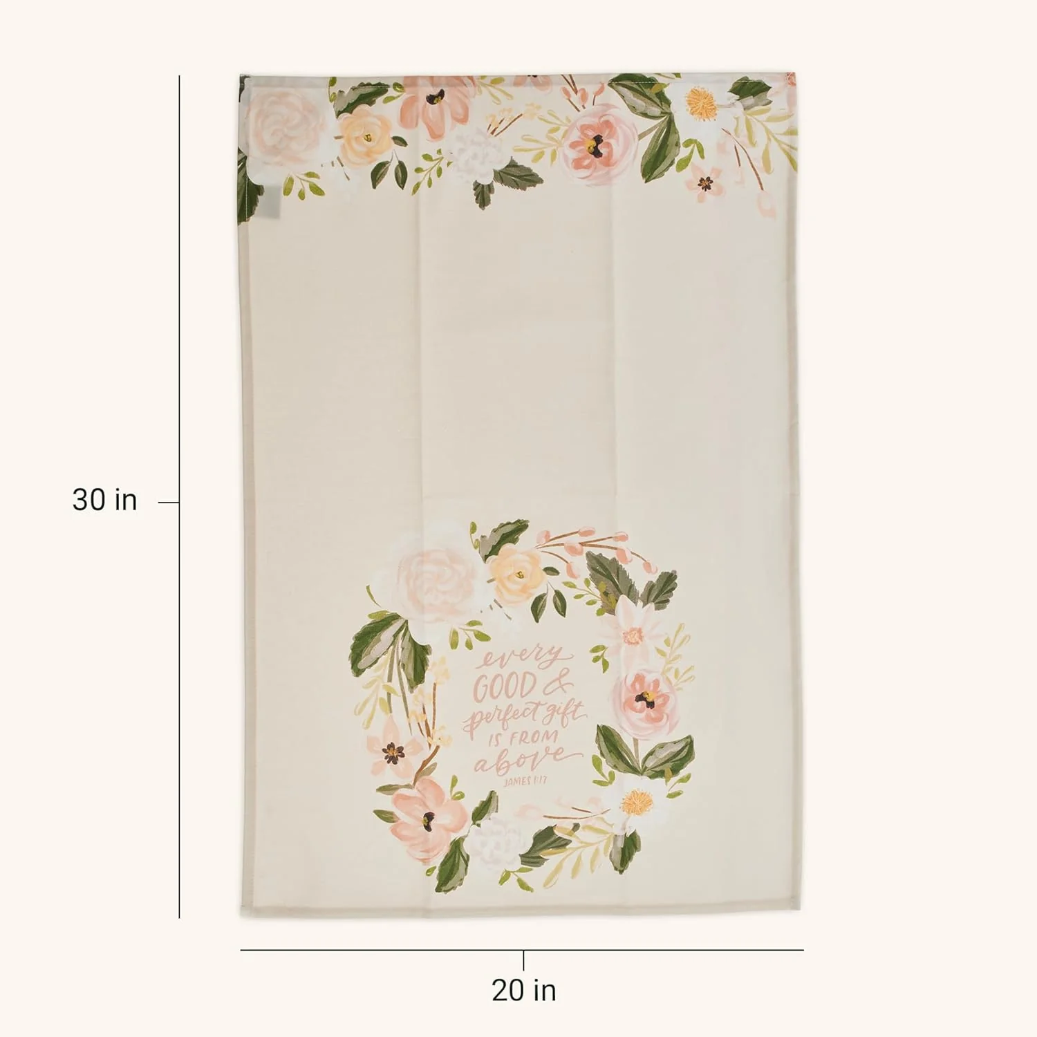 Christian Art Gifts Decorative Inspirational Scripture Tea Towel for Women: Every Good Gift Encouraging Bible Verse, Home & Kitchen, 100% Cotton, Creamy Beige Floral, 30" x 20" - Image 4