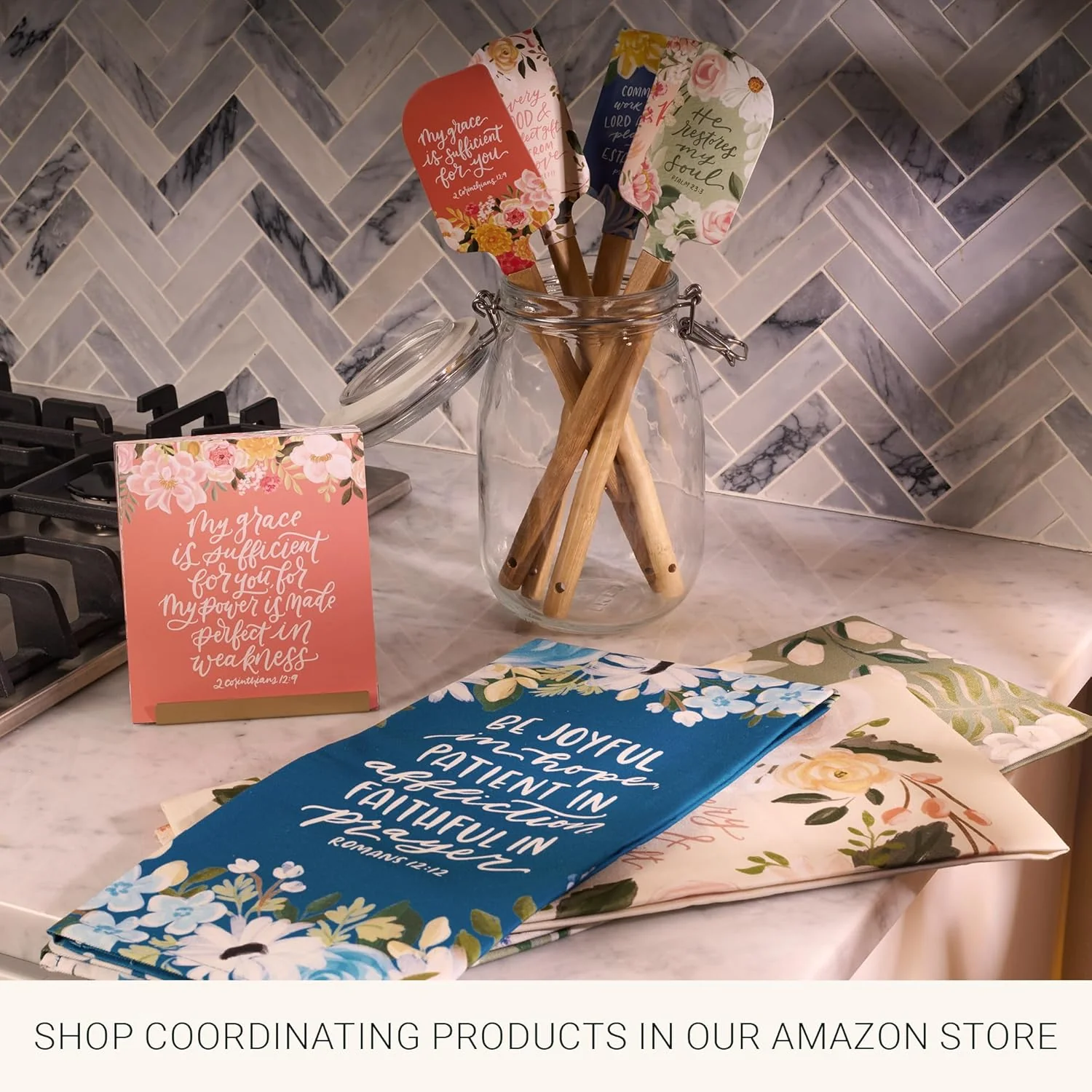 Christian Art Gifts Decorative Inspirational Scripture Tea Towel for Women: Every Good Gift Encouraging Bible Verse, Home & Kitchen, 100% Cotton, Creamy Beige Floral, 30" x 20" - Image 5
