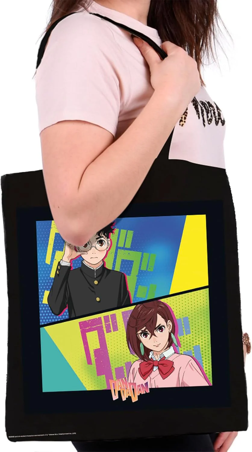 ABYSTYLE - DAN DA DAN Tote Bag Momo & Okarun, Black, Dimensions : 38 x 42 cm - Image 2