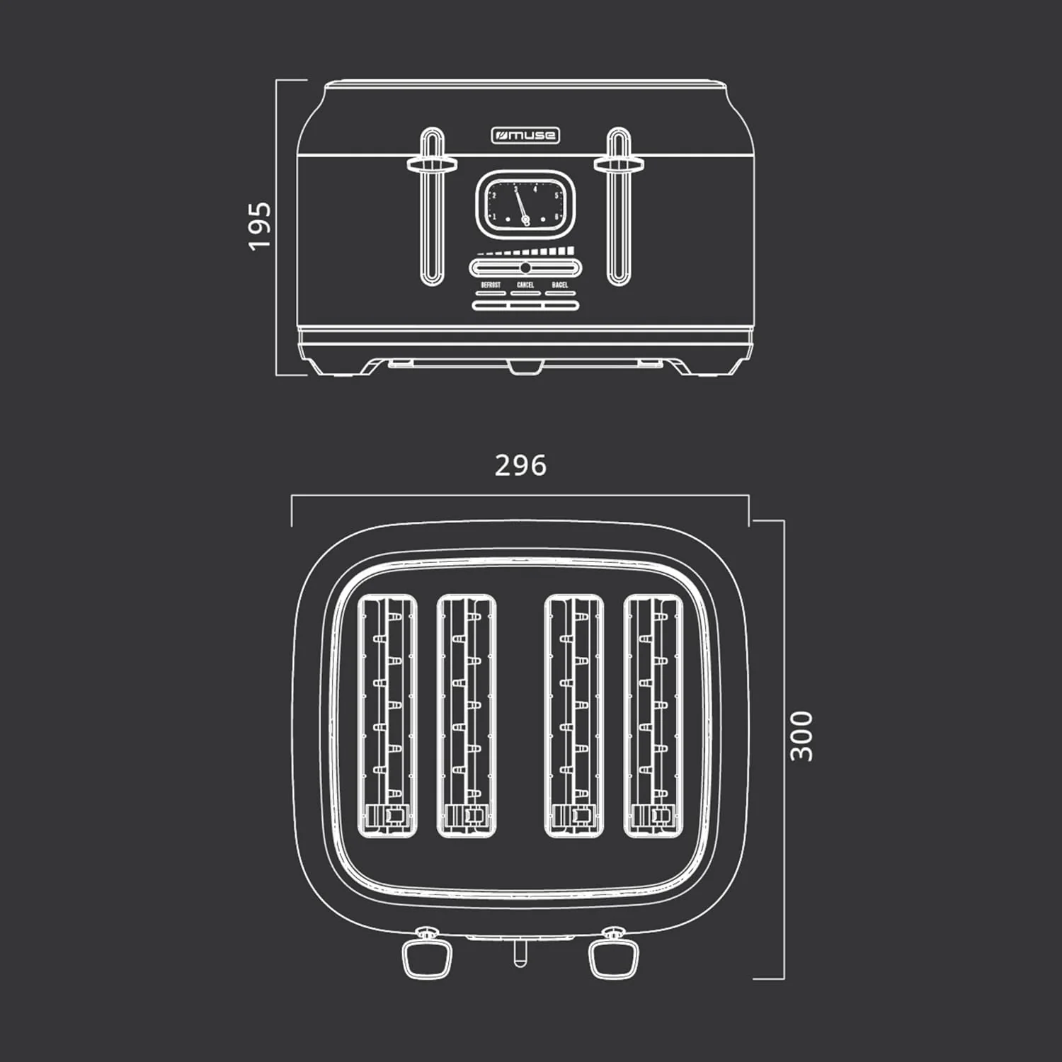 Muse: Toaster 4 Toasts 1 800 W Black/Brass - Image 2