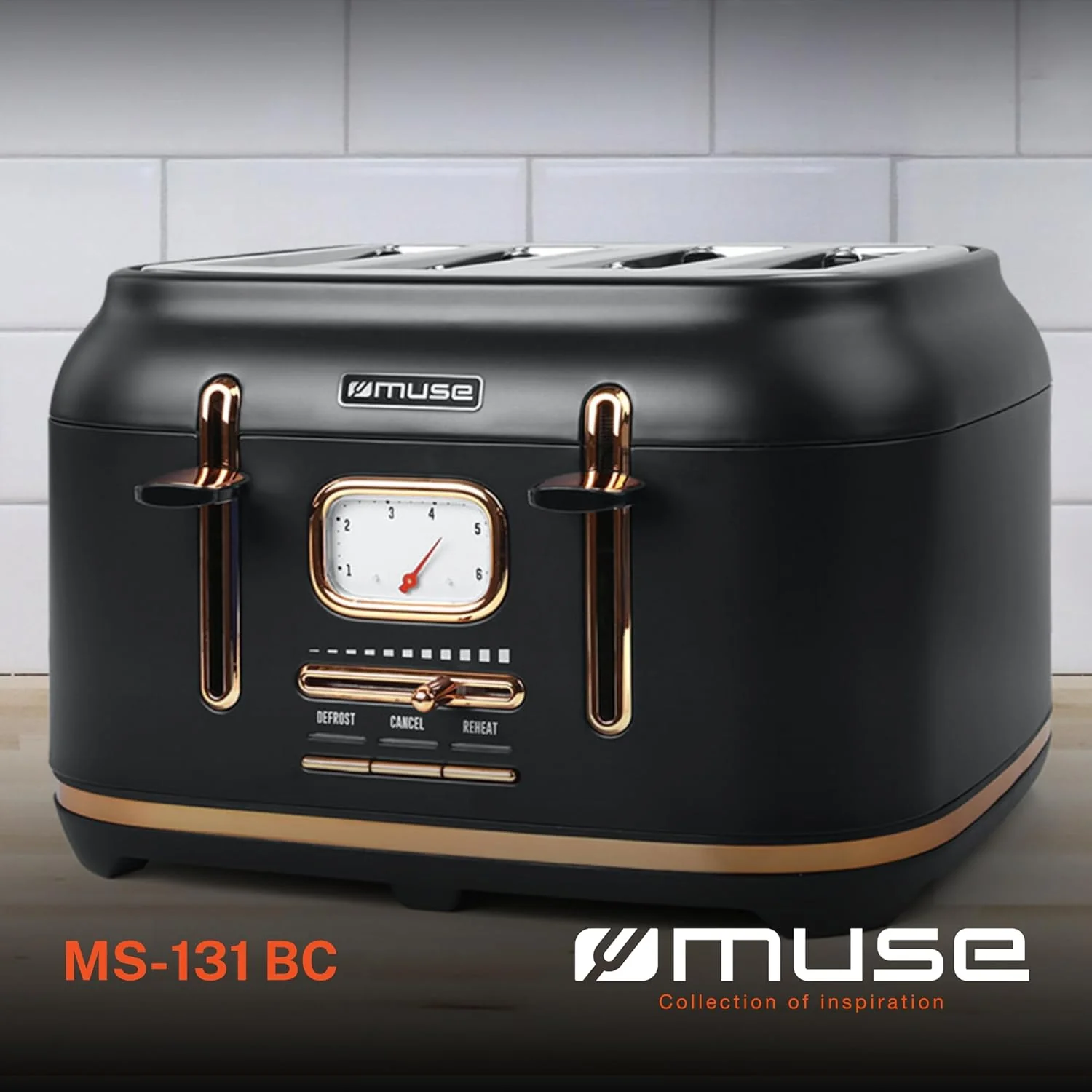 Muse: Toaster 4 Toasts 1 800 W Black/Brass - Image 6