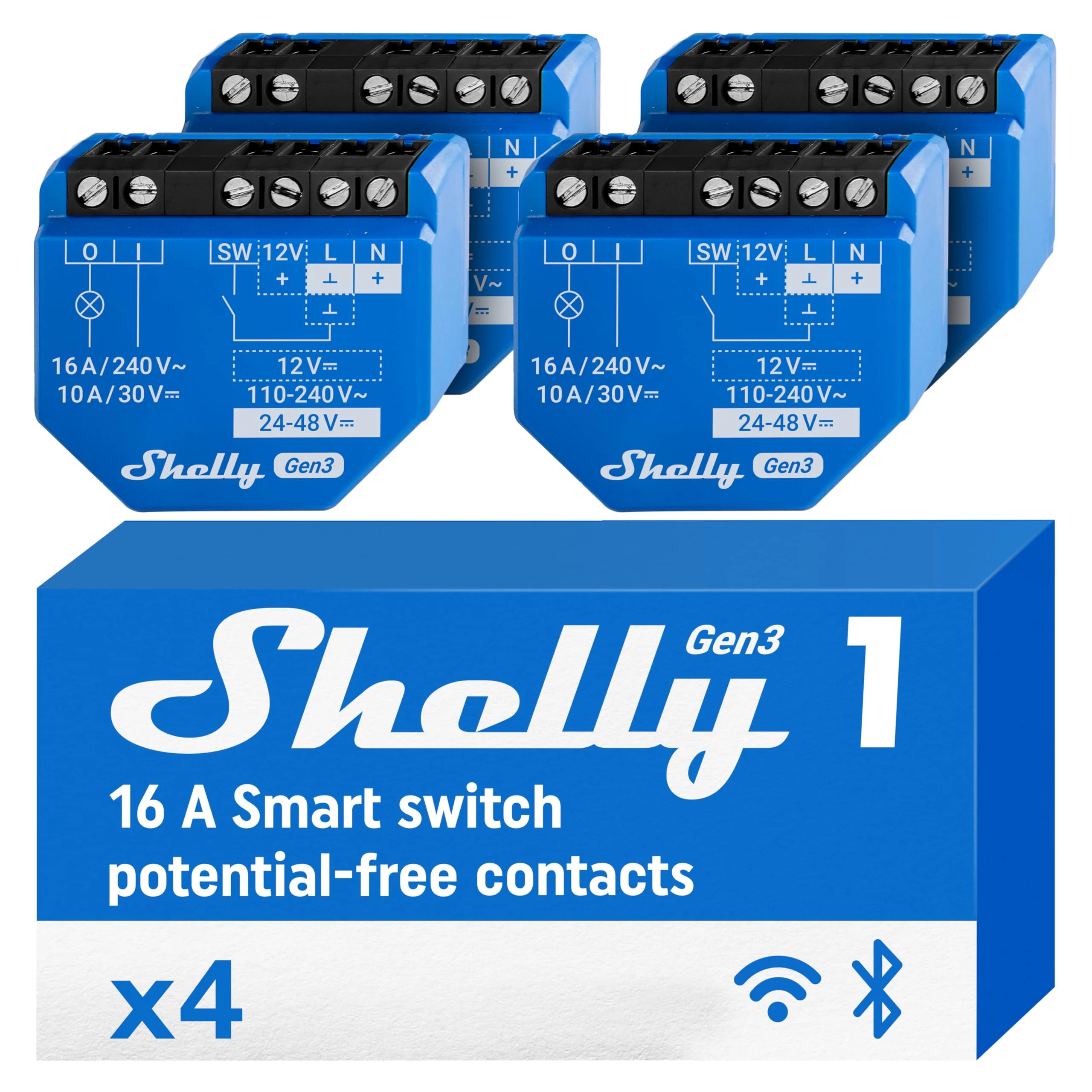 Shelly Relais ``1 Gen3 4er Pack`` max 16A