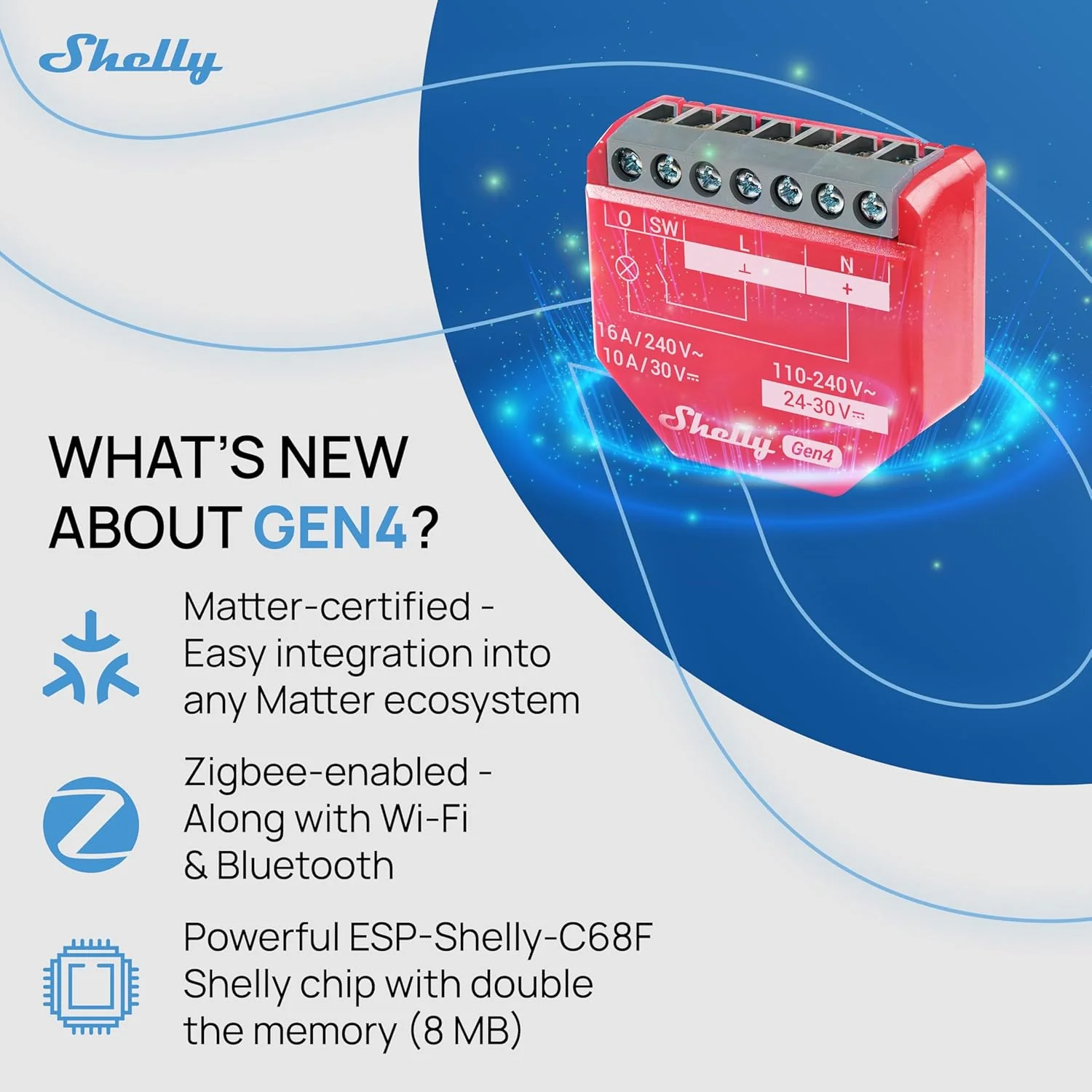 Smart Plug Shelly S4Sw-001P16Eu Bluetooth Wi-Fi Bluetooth 5.0 10 A - Image 4