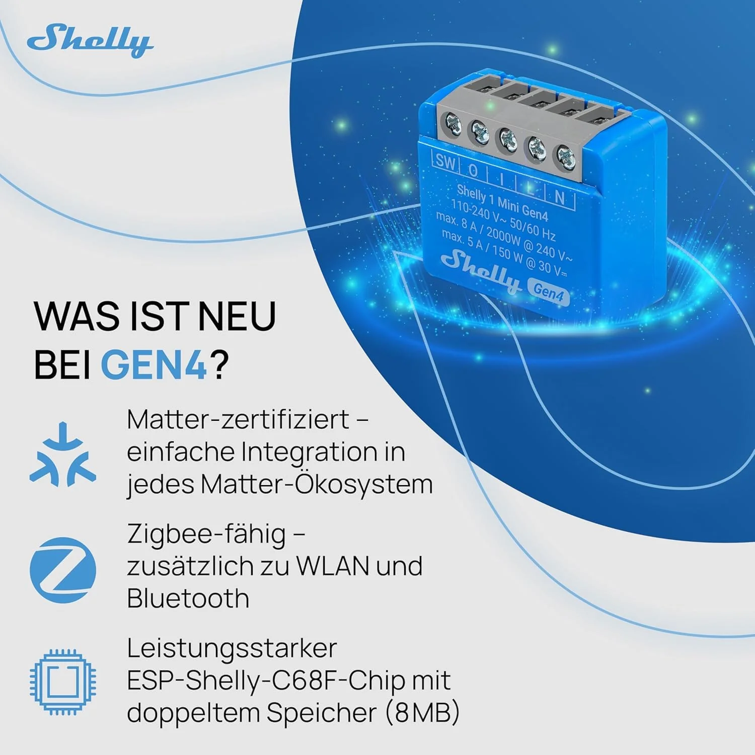 Smart Plug Shelly S4Sw-001X8Euu Bluetooth Wi-Fi Bluetooth 5.0 - Image 2