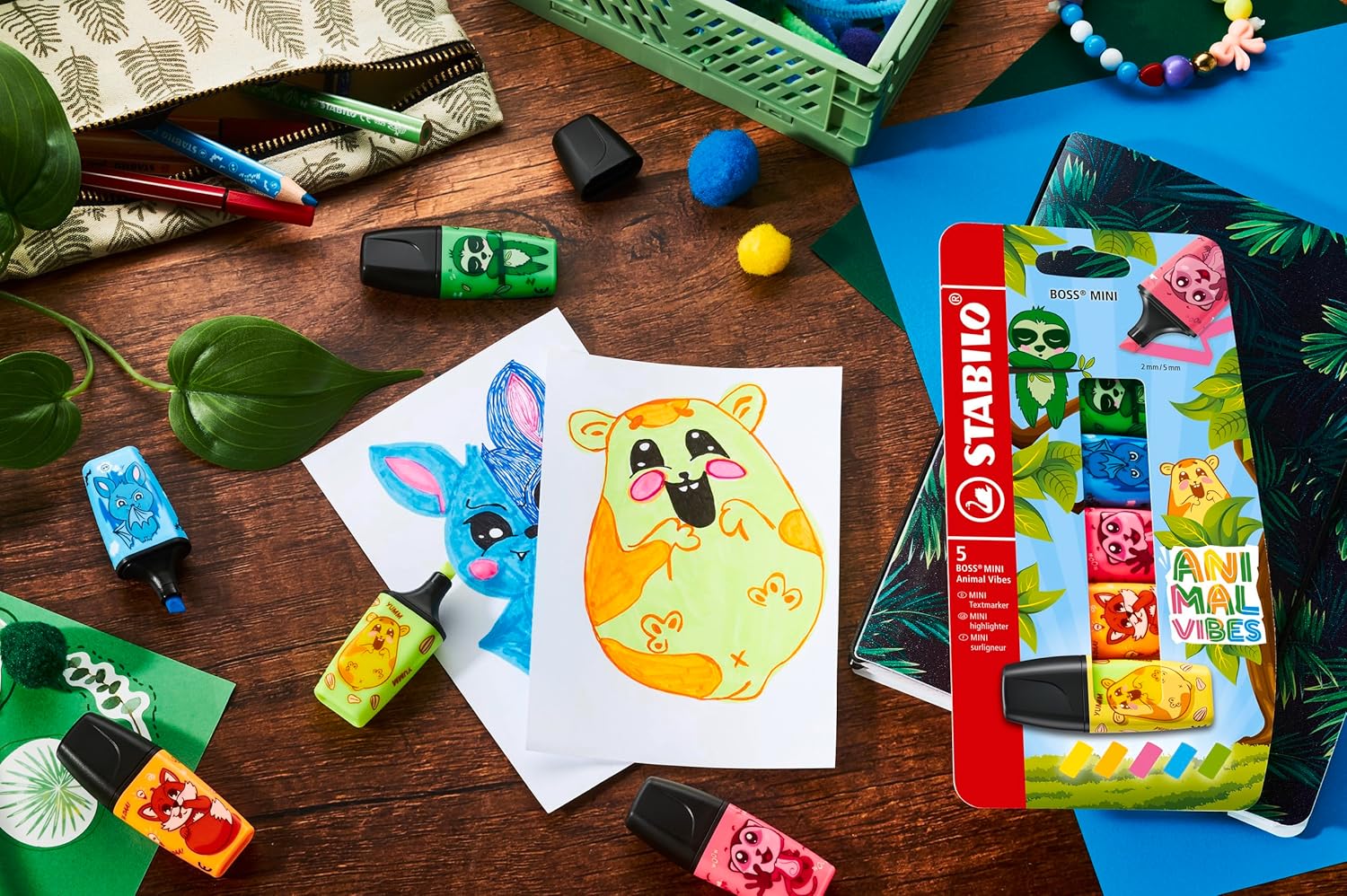 STABILO - Markeerstift - BOSS MINI - Animal Vibes - Etui met 5 kleuren - Image 2