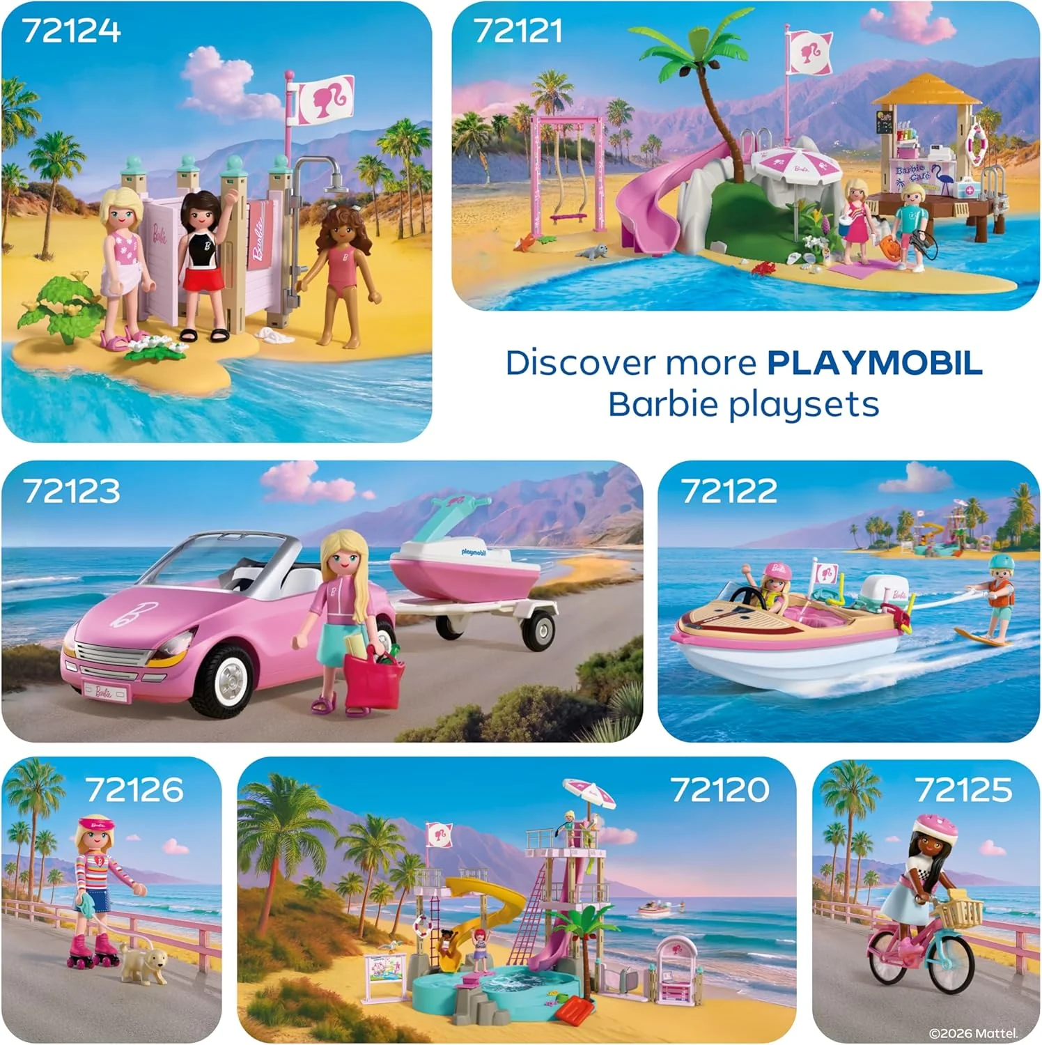 PLAYMOBIL Barbie strandmode, kleedcabine en douche met Barbie, Teresa & Renee, stijlvolle strandlooks en Malibu-zomergevoel, bevordert rollenspel en creativiteit, voor kinderen vanaf 4 jaar, 72124 - Image 6