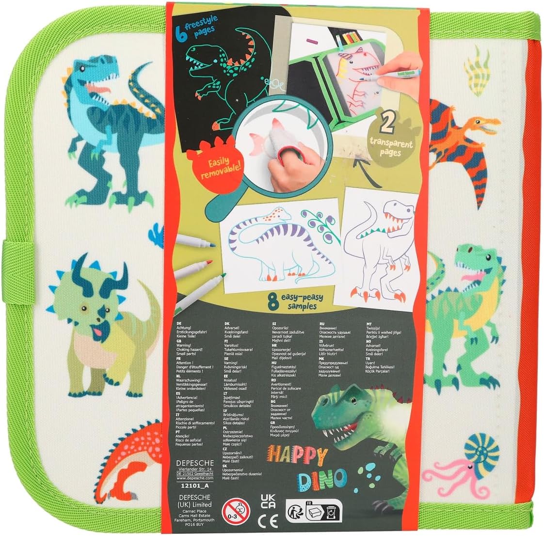 Depesche Dino World Paint & Swipe Book 12101 Colouring Book with Wipe Clean Pages Includes 6 Fibre Pens - Image 4
