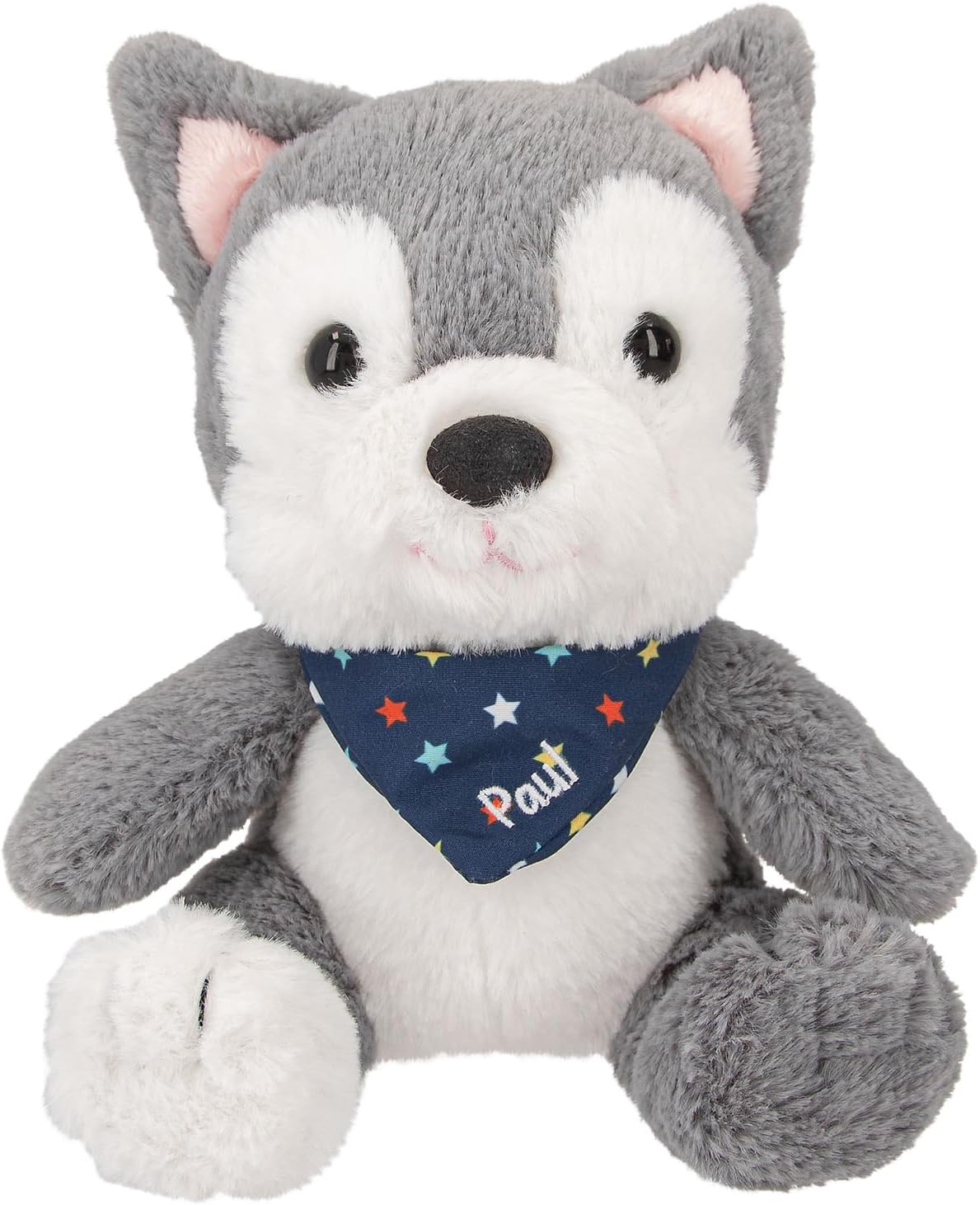 Depesche 12455 Snukis - Knuffel wolf Paul met zachte vacht in grijs en wit, ca. 18 cm hoog knuffel met sjaal - Image 2