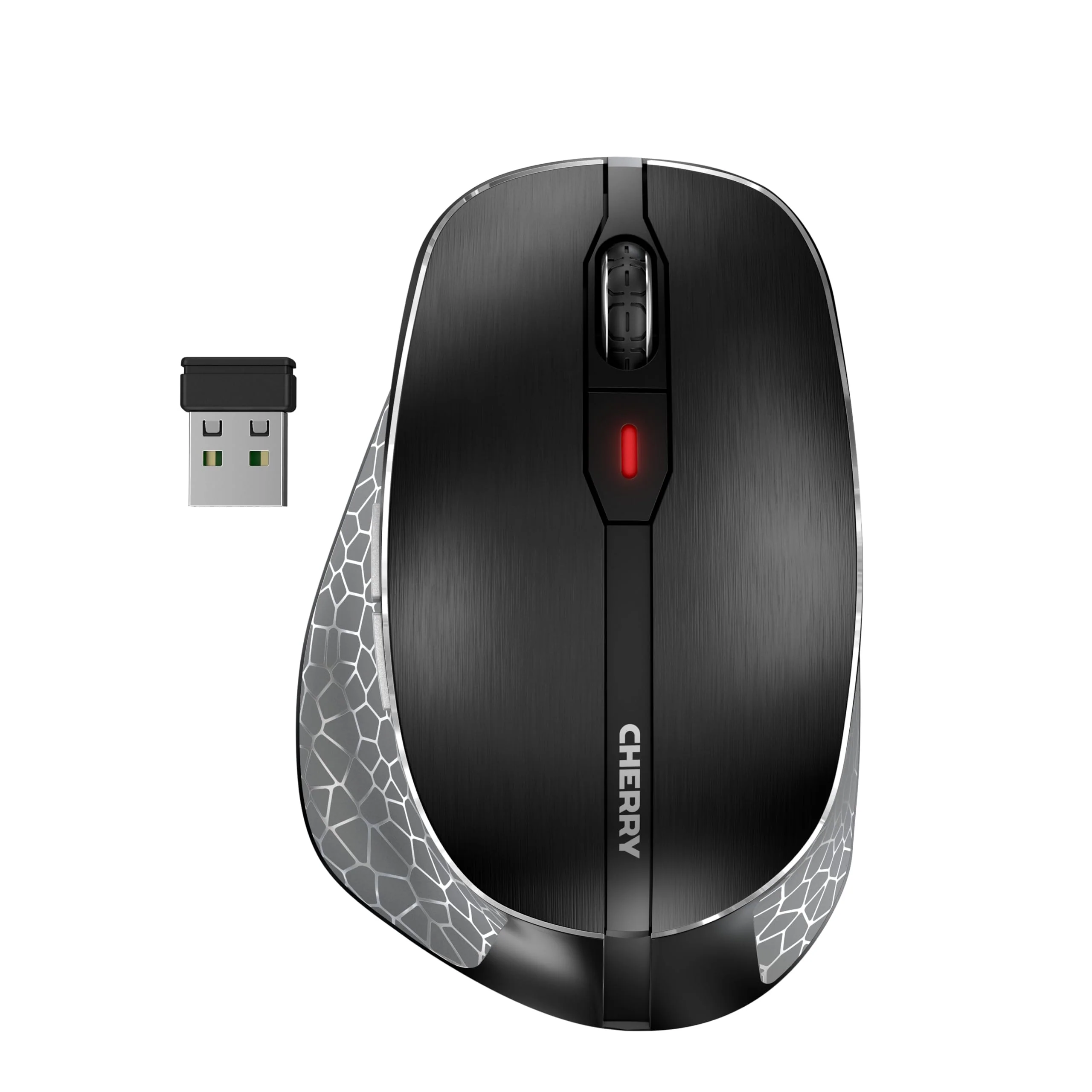 CHERRY MW 8C ERGO, wireless and rechargeable mouse, ergonomic right-handed mouse, Bluetooth® or radio connection, AES-128 encrypted, high-precision sensor