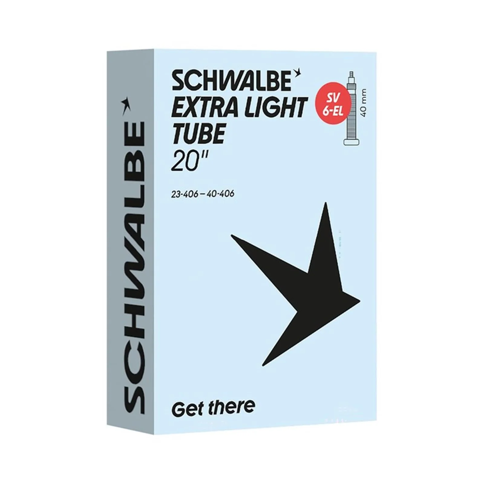 Schwalbe Camera d'aria SV6-EL EXTRA Light 23/40-406 IB Black 40 mm