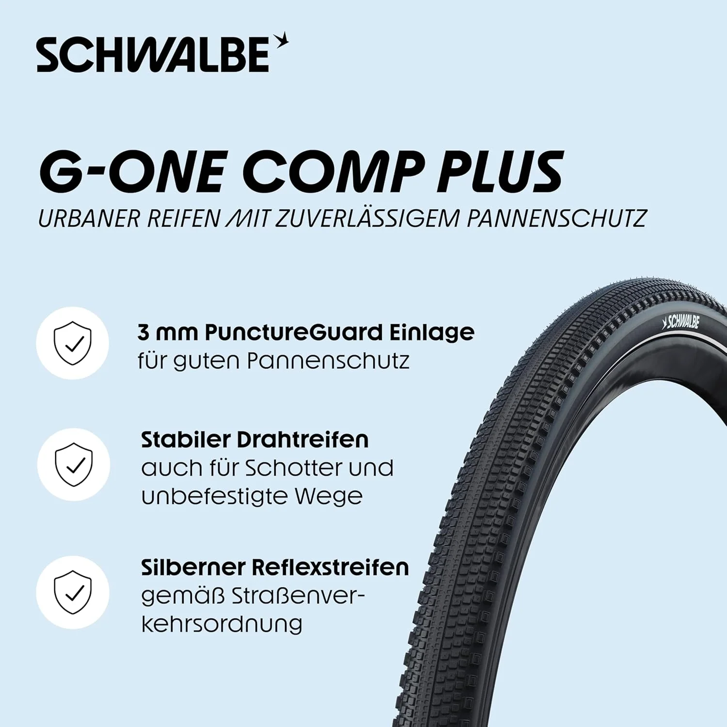 Schwalbe G-One Comp Plus - Pneumatico per bicicletta da 28", con protezione antiforatura PunctureGuard, strisce riflettenti e composte, colore: verde - Image 6