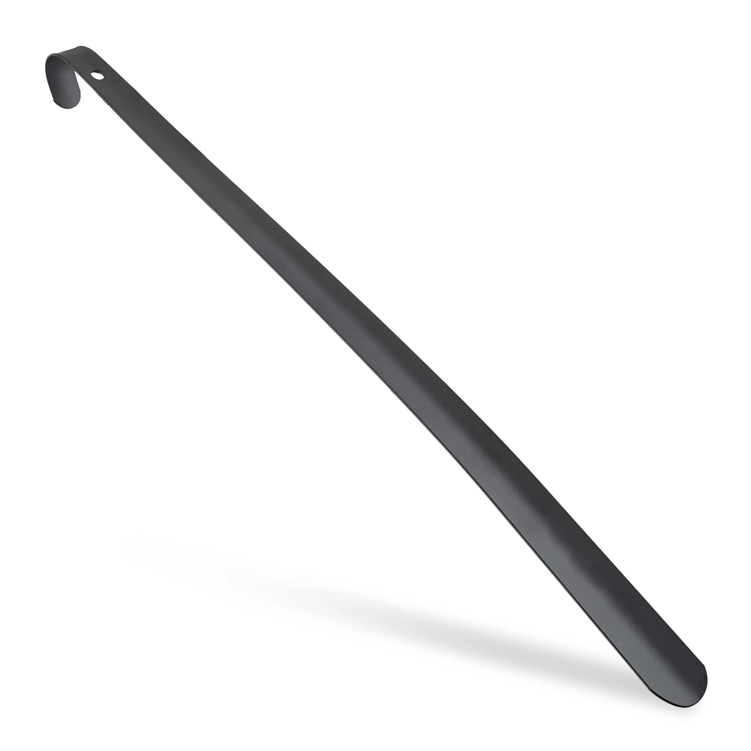Relaxdays Comfy Metal Shoehorn, Sturdy, 60cm Long, Large Shoe Horn, Hanging, With Handle, Black, Iron, 60 x 4 x 4 cm
