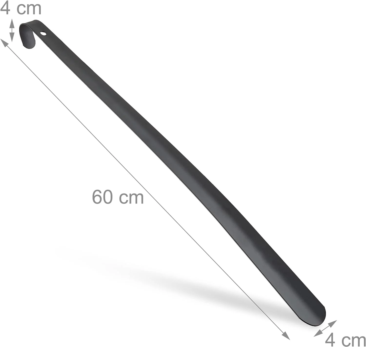 Relaxdays Comfy Metal Shoehorn, Sturdy, 60cm Long, Large Shoe Horn, Hanging, With Handle, Black, Iron, 60 x 4 x 4 cm - Image 4