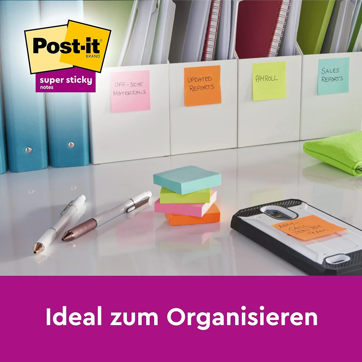 Post-it Foglietti Super Sticky, Collezione Soulful, Confezione da 12 blocchetti, 90 Fogli per blocco, 47,6 mm x 47,6 mm, Colori Rosa, Viola, Verde, Grigio, Azzurro. Per Appunti, Elenchi & Promemoria - Image 4