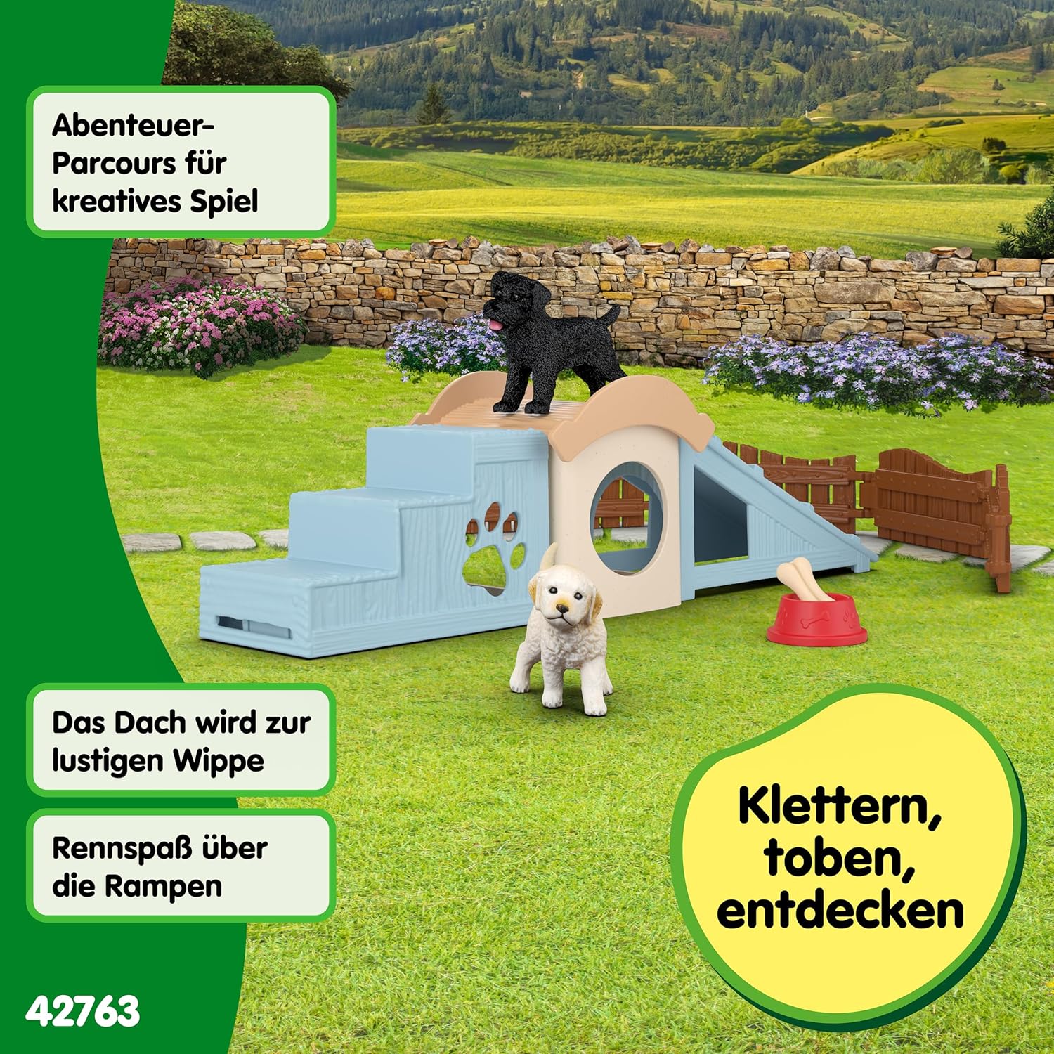 Schleich FARM WORLD | Avventure per cuccioli 42763 | Playset con 2 cani, cuccia, rampa, scaletta & accessori | Giocattolo da fattoria realistico | Idea regalo dai 3 anni | 12 pezzi - Image 6