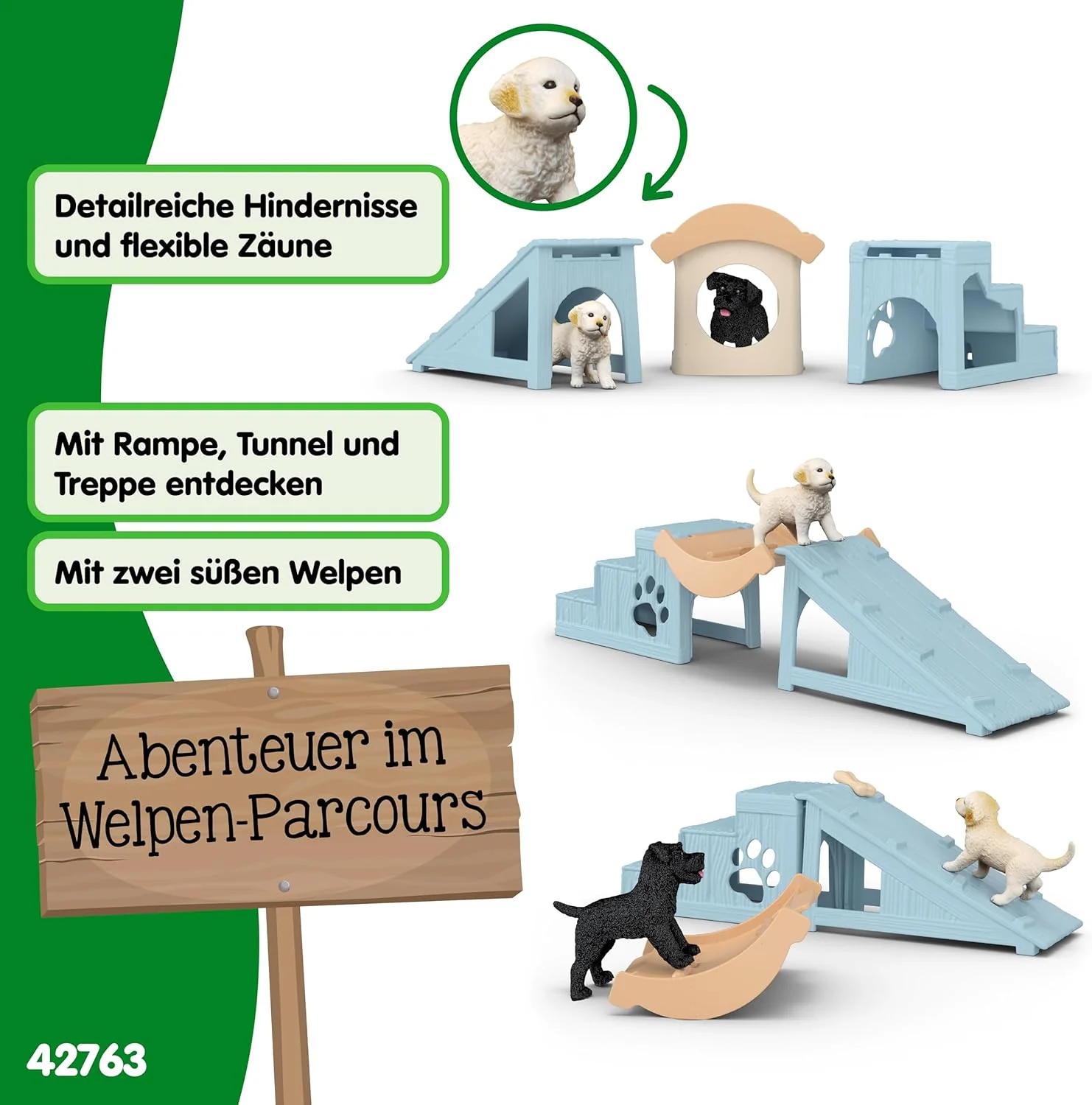 Schleich FARM WORLD | Avventure per cuccioli 42763 | Playset con 2 cani, cuccia, rampa, scaletta & accessori | Giocattolo da fattoria realistico | Idea regalo dai 3 anni | 12 pezzi - Image 8