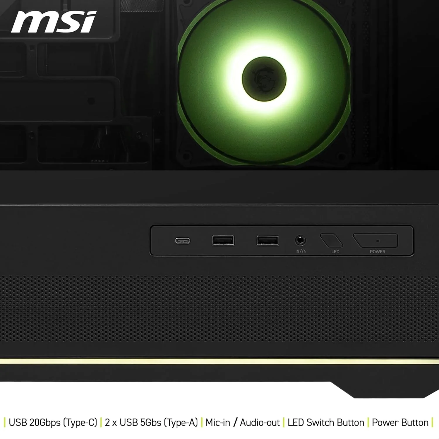 MSI MAG PANO 110R PZ - Mid-tower Gaming PC Case - Supports up to 400 mm GPU in length, Removable Dust Filters, USB 20Gbps (Type-C), Back-connect ATX & Micro-ATX Motherboard support - Image 8