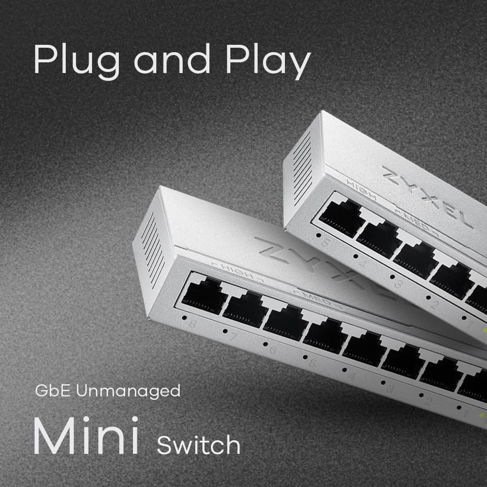 Zyxel 8-Port Gigabit Switch | Unmanaged | Desktop or Wall Mount | Easy Installation | Fanless | Metal Housing | Ethernet Splitter Network Hub | GS-108B v5 - Image 4