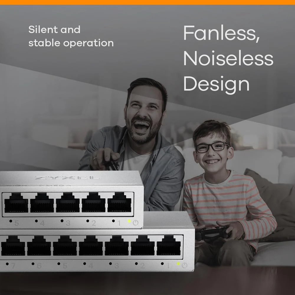 Zyxel 8-Port Gigabit Switch | Unmanaged | Desktop or Wall Mount | Easy Installation | Fanless | Metal Housing | Ethernet Splitter Network Hub | GS-108B v5 - Image 5