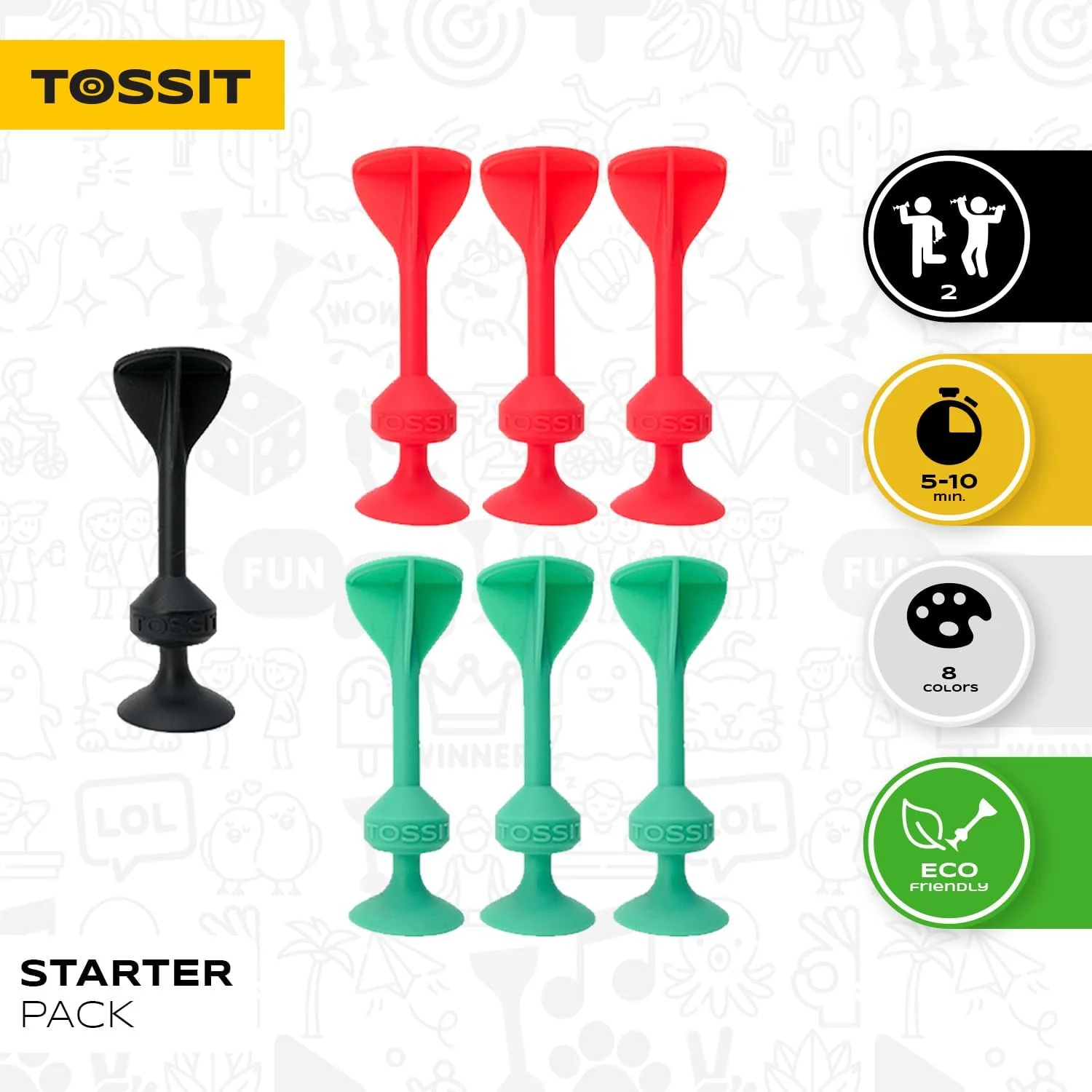 TOSSIT Werpspel Met Zuignap, Leuk Spel Voor Binnen En Buiten, Hecht Op Muur, Vloer En Ramen, Alternatief Voor Darts, Petanque En Bocce, Duurzaam Siliconen, Starter Pack - Image 6