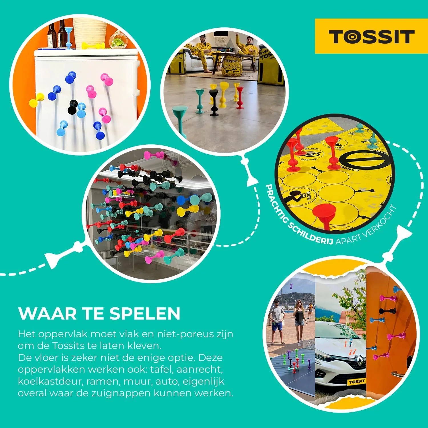 TOSSIT Werpspel Met Zuignap, Leuk Spel Voor Binnen En Buiten, Hecht Op Muur, Vloer En Ramen, Alternatief Voor Darts, Petanque En Bocce, Duurzaam Siliconen, Starter Pack - Image 5