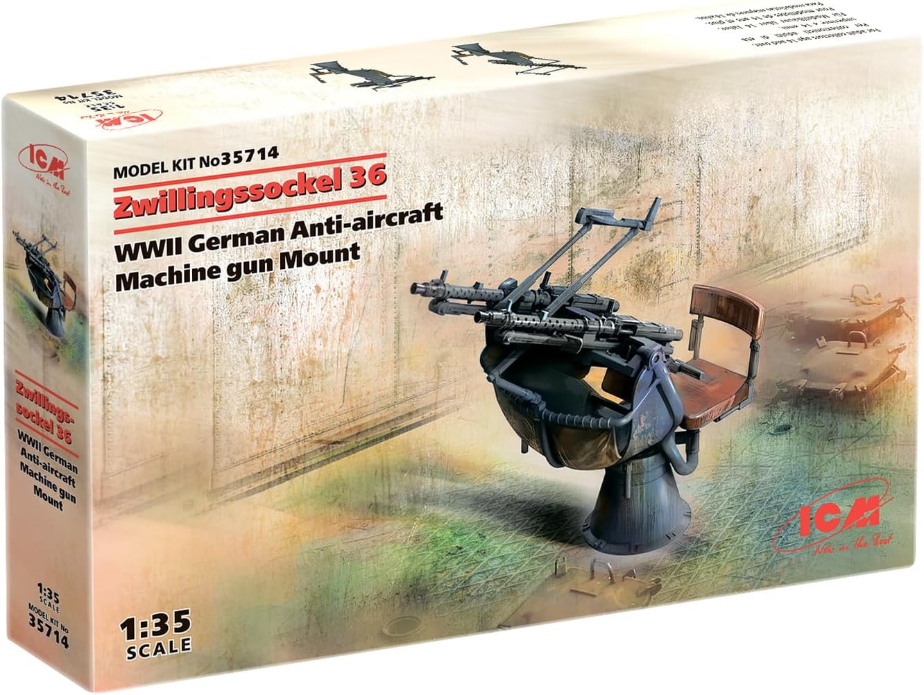 ICM 1:35 - Zwillingssockel 36 WWII Tedesco AA MG Mount - Image 6