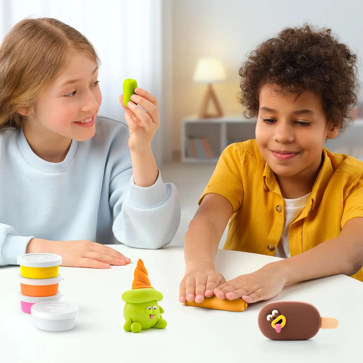 HEY CLAY - 15 Dosen lufttrocknende Knete für Kinder ab 3 Jahren - Kreatives Bastelset - Modelliermasse lufttrocknend Knete ab 3 Jahre (Cooles Eis - Image 5