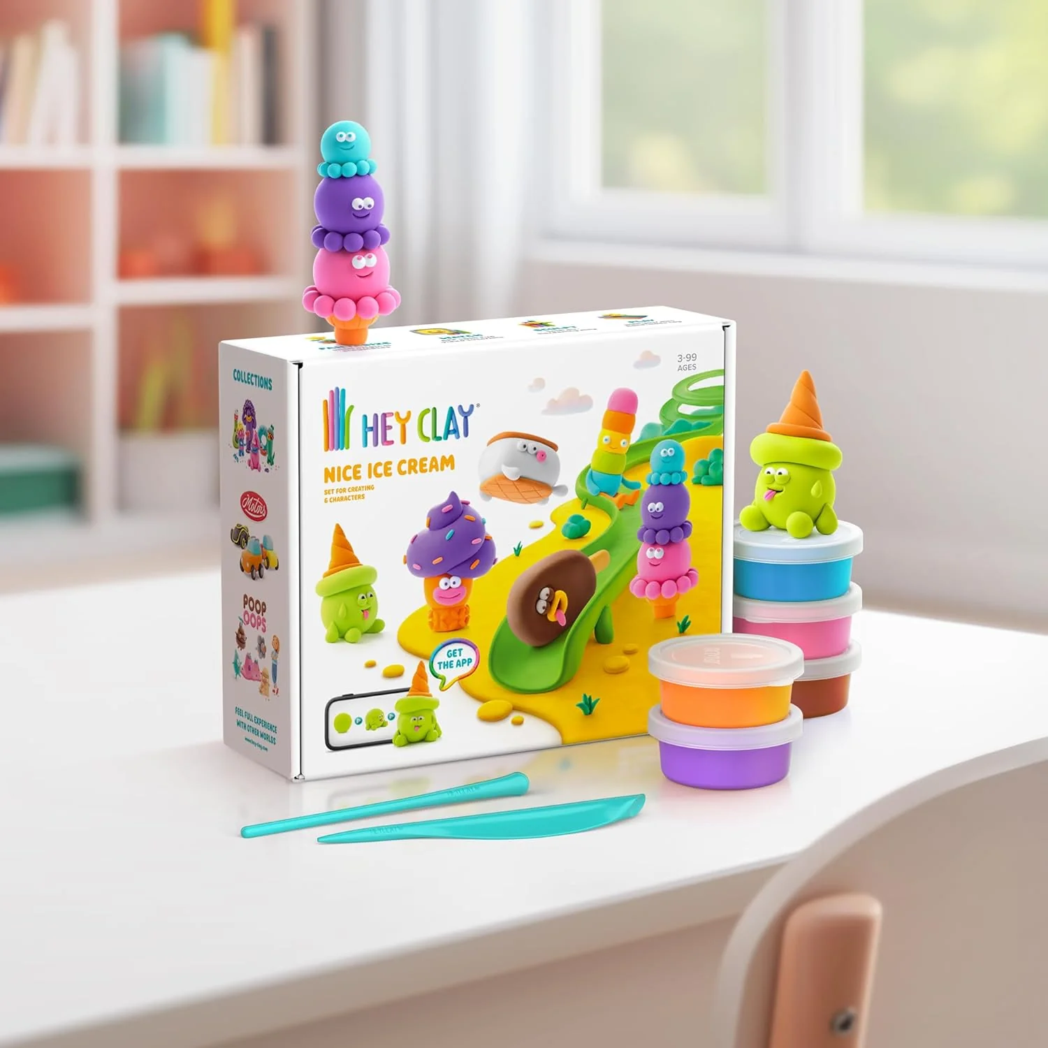 HEY CLAY - 15 Dosen lufttrocknende Knete für Kinder ab 3 Jahren - Kreatives Bastelset - Modelliermasse lufttrocknend Knete ab 3 Jahre (Cooles Eis - Image 6