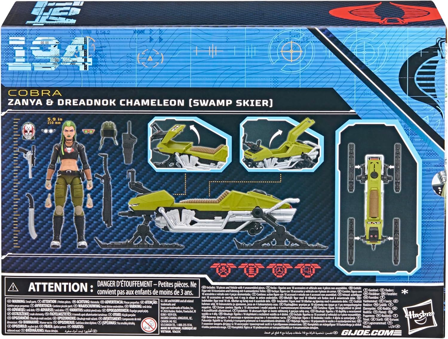 G.I. Joe Classified Series n. 194, Zanya e Chameleon Dreadnok (Swamp Skier), set di action figure e veicolo collezionabile da 15 cm con 10 accessori - Image 4
