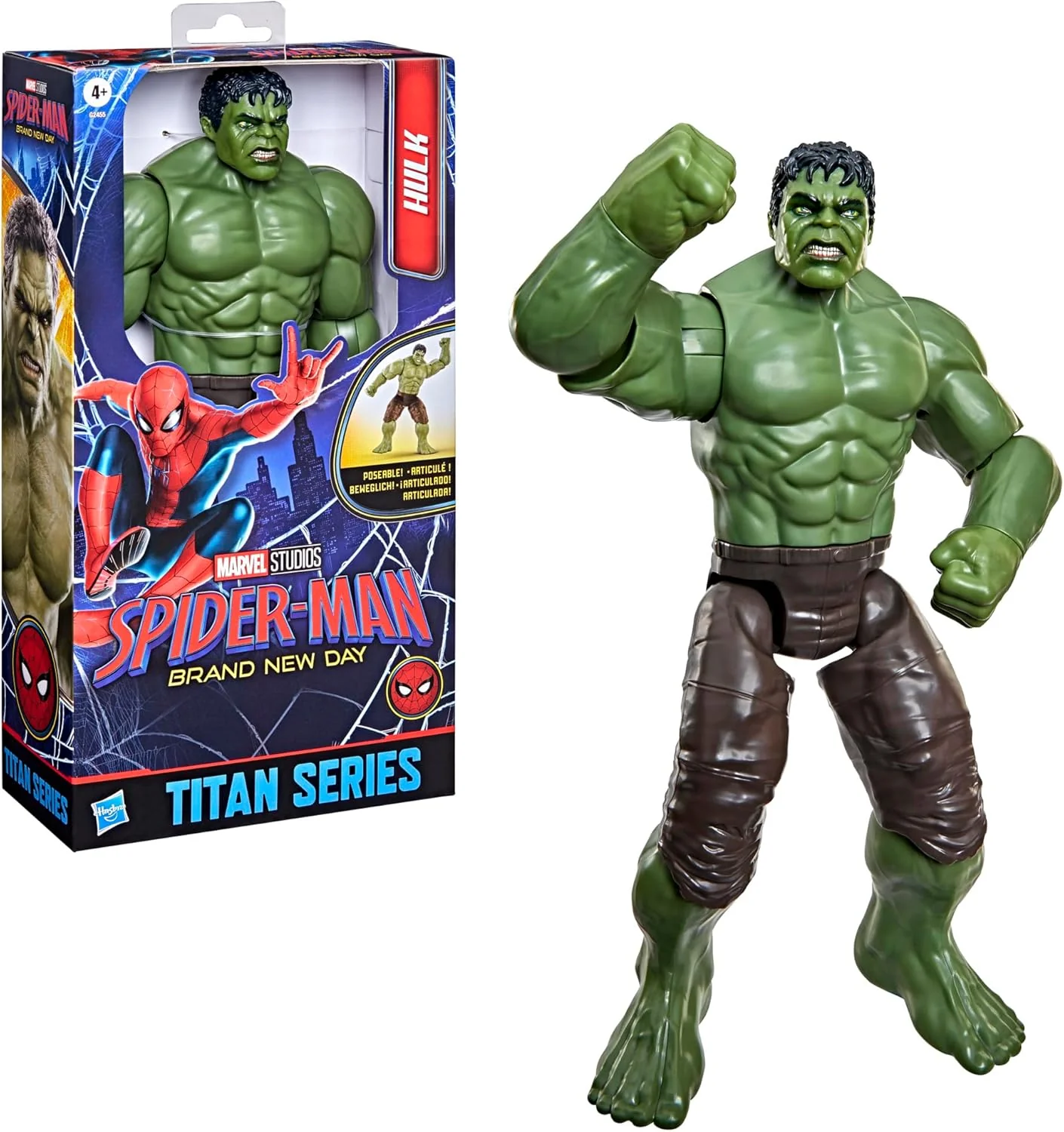 Marvel Spider-Man Day Titan Series Hulk Action Figure, 11.7-Inches, Super Hero Toys for Kids, Ages 4+ - Image 3