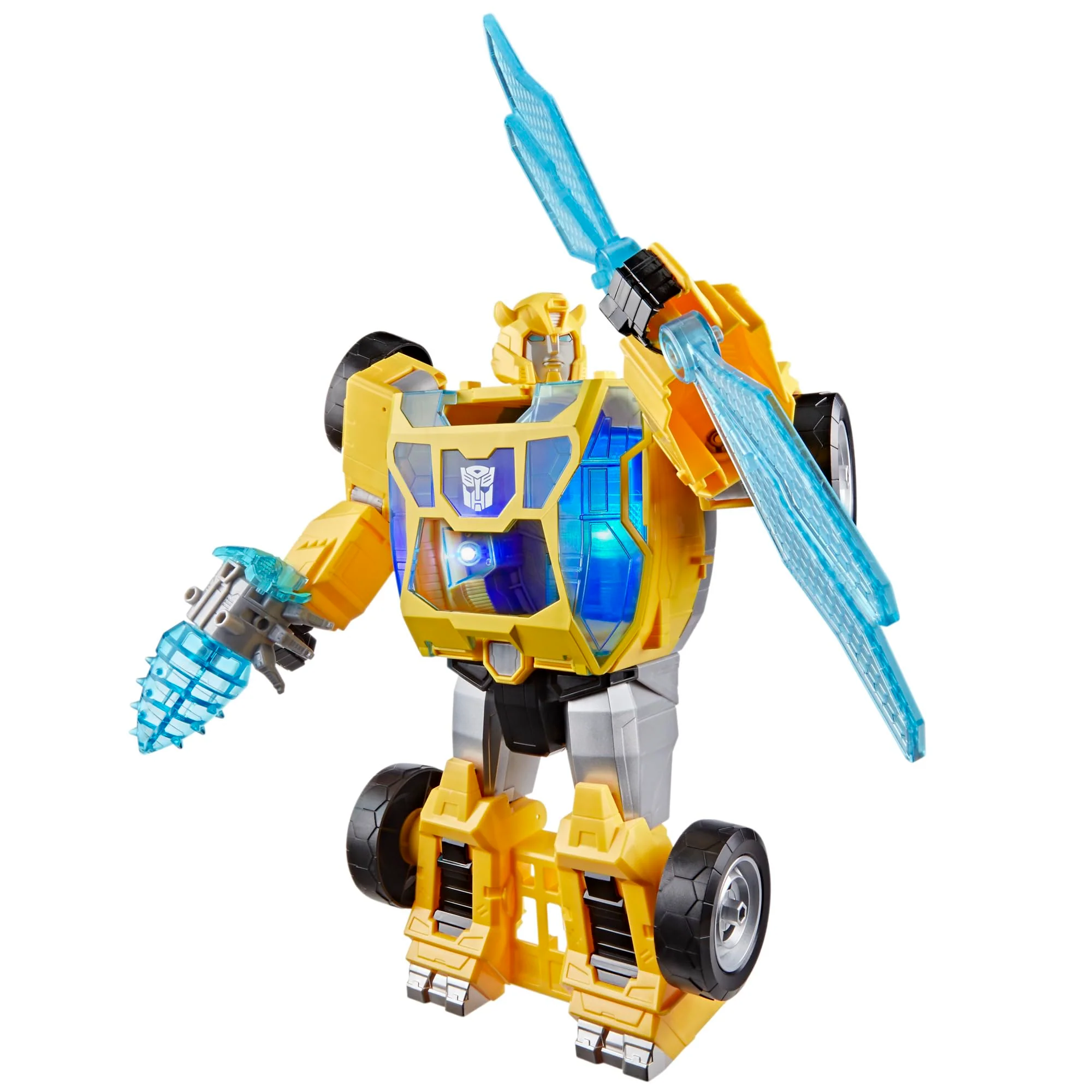 Transformers CYBERWORLD, Energon Surge, Bumblebee Power Spark | Action Figure da 28 cm con luci e Suoni | Conversione Veloce da Robot a Veicolo | dai 6 Anni in su
